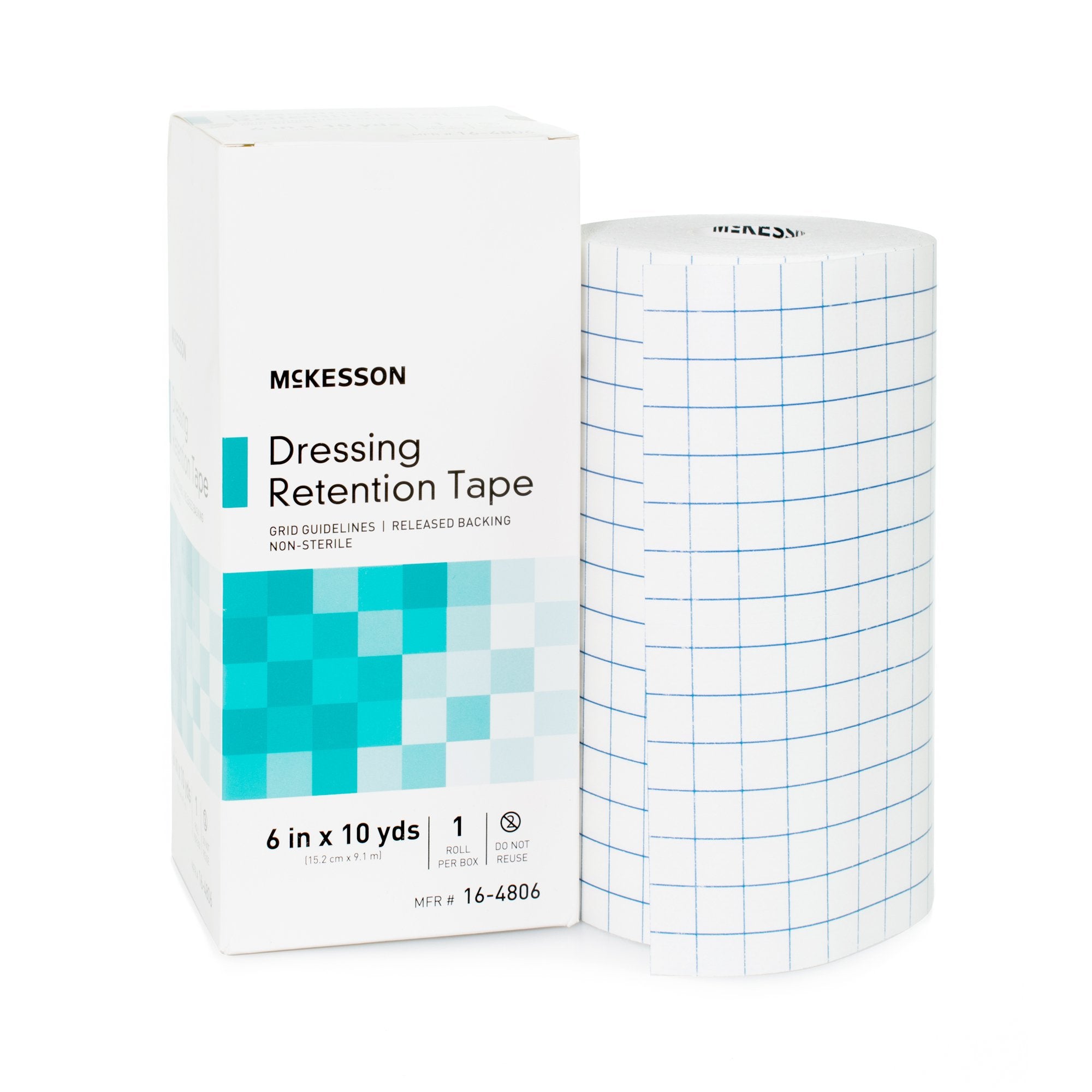 Water Resistant Dressing Retention Tape with Liner McKesson White 6 Inch X 10 Yard Nonwoven / Printed Release Paper NonSterile, Packaging Type- Case