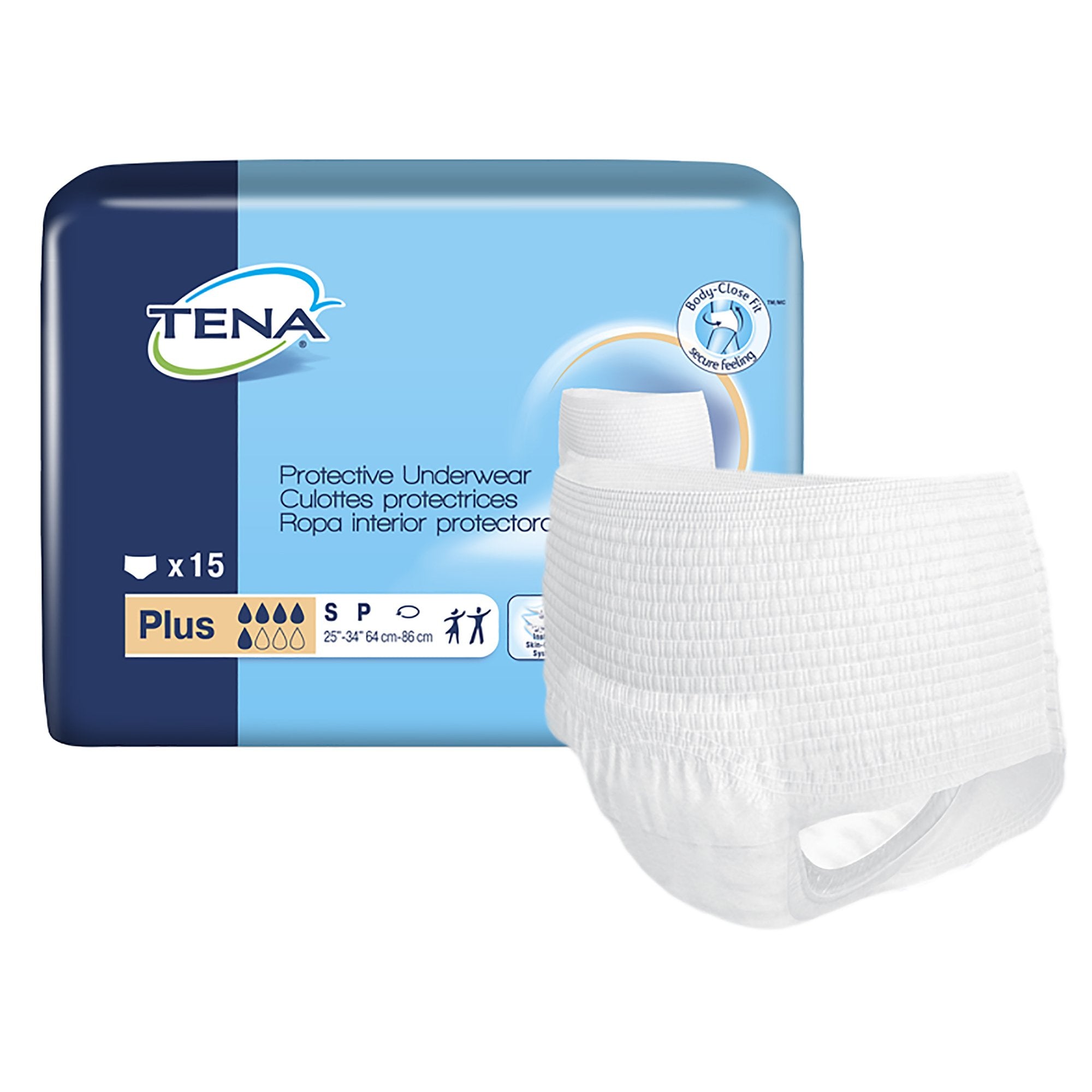 Unisex Adult Absorbent Underwear TENA ProSkin Plus Pull On with Tear Away Seams Small Disposable Moderate Absorbency, Packaging Type- Case