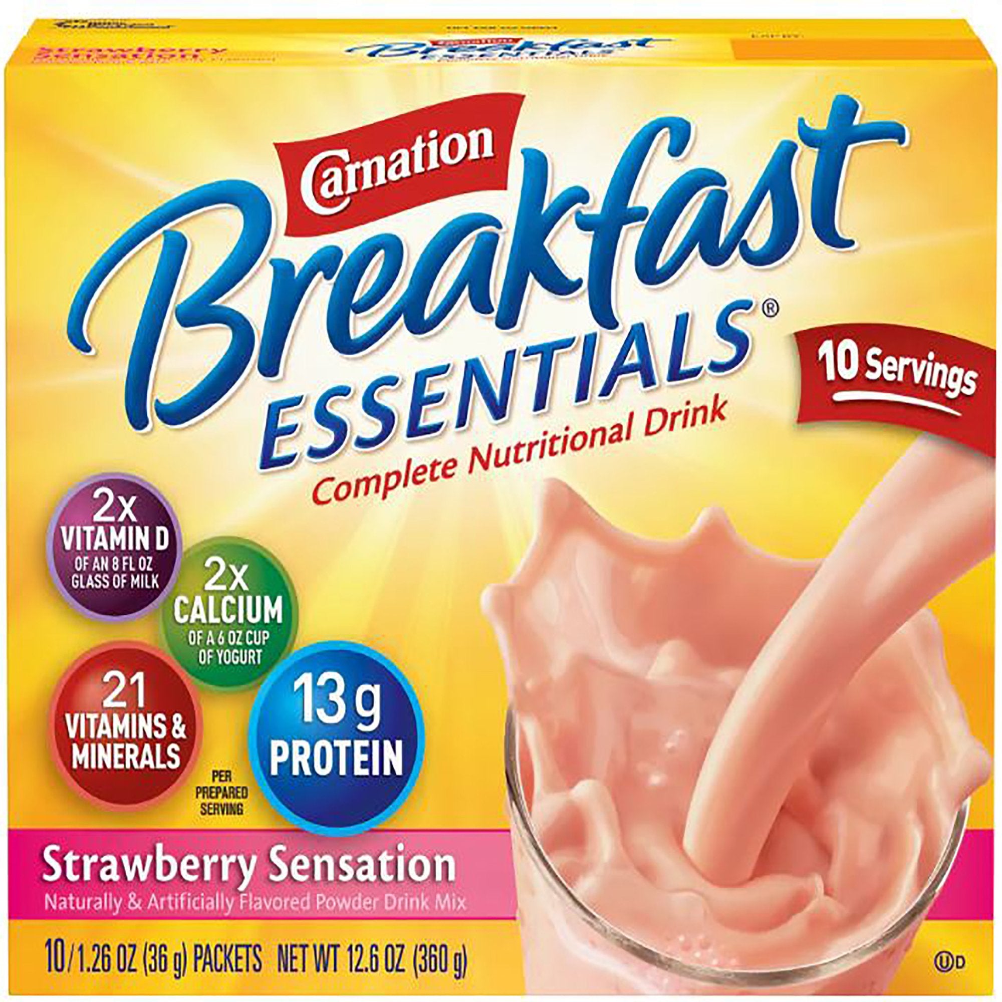 Oral Supplement Carnation Breakfast Essentials® Strawberry Sensation Flavor Powder 1.26 oz. Individual Packet