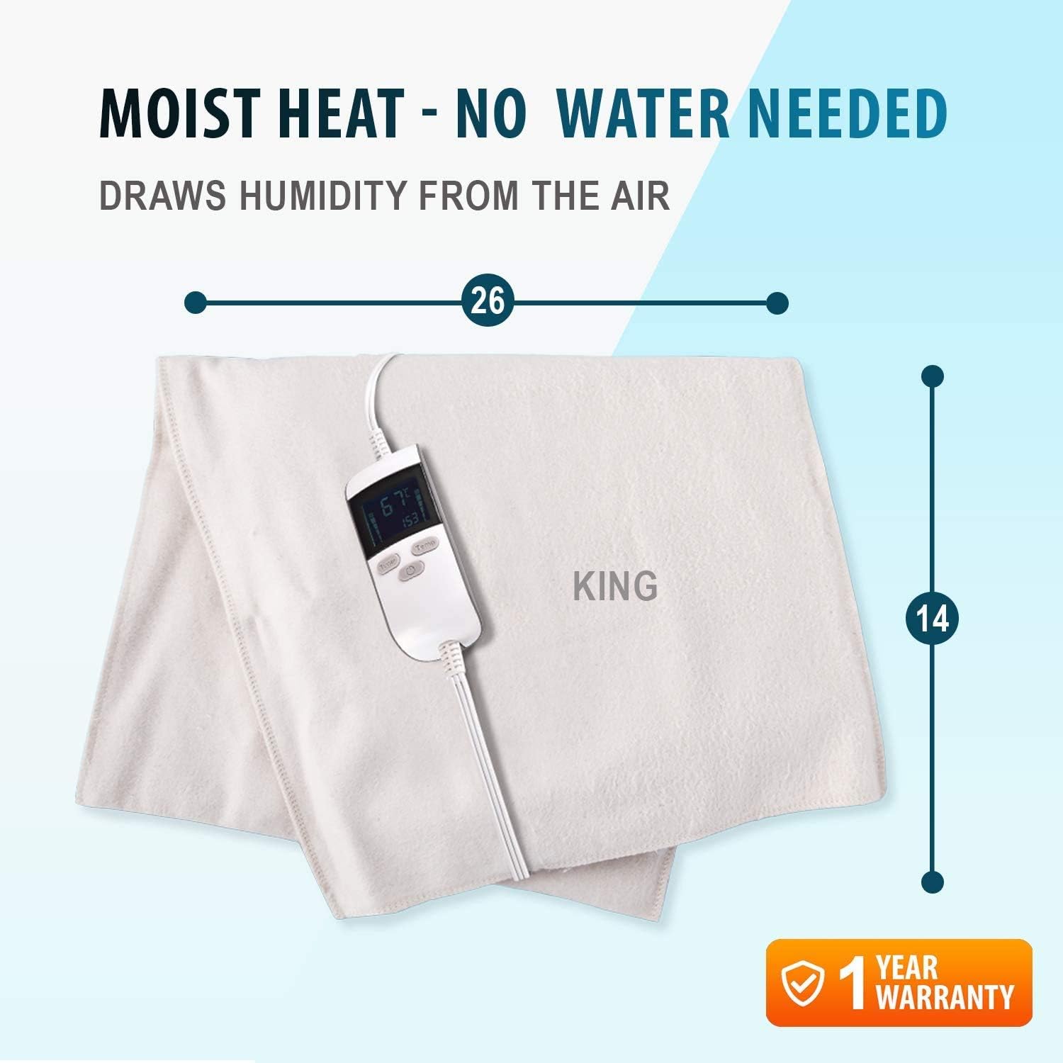thermorelief xl moist heat pad digital elec pad king 26 x14