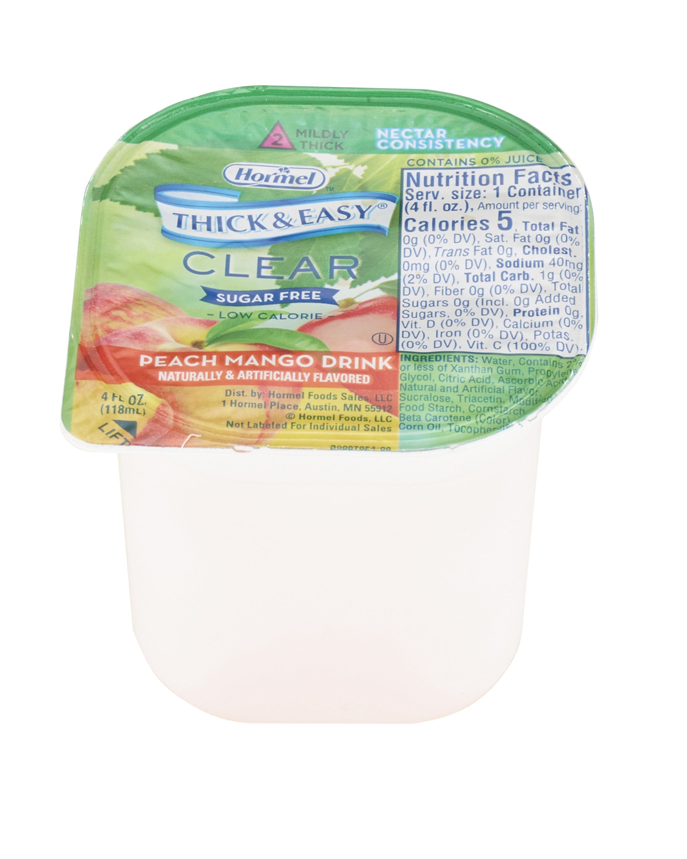 Thickened Beverage Thick & Easy Clear 4 oz. Portion Cup Peach Mango Flavor Liquid IDDSI Level 2 Mildly Thick