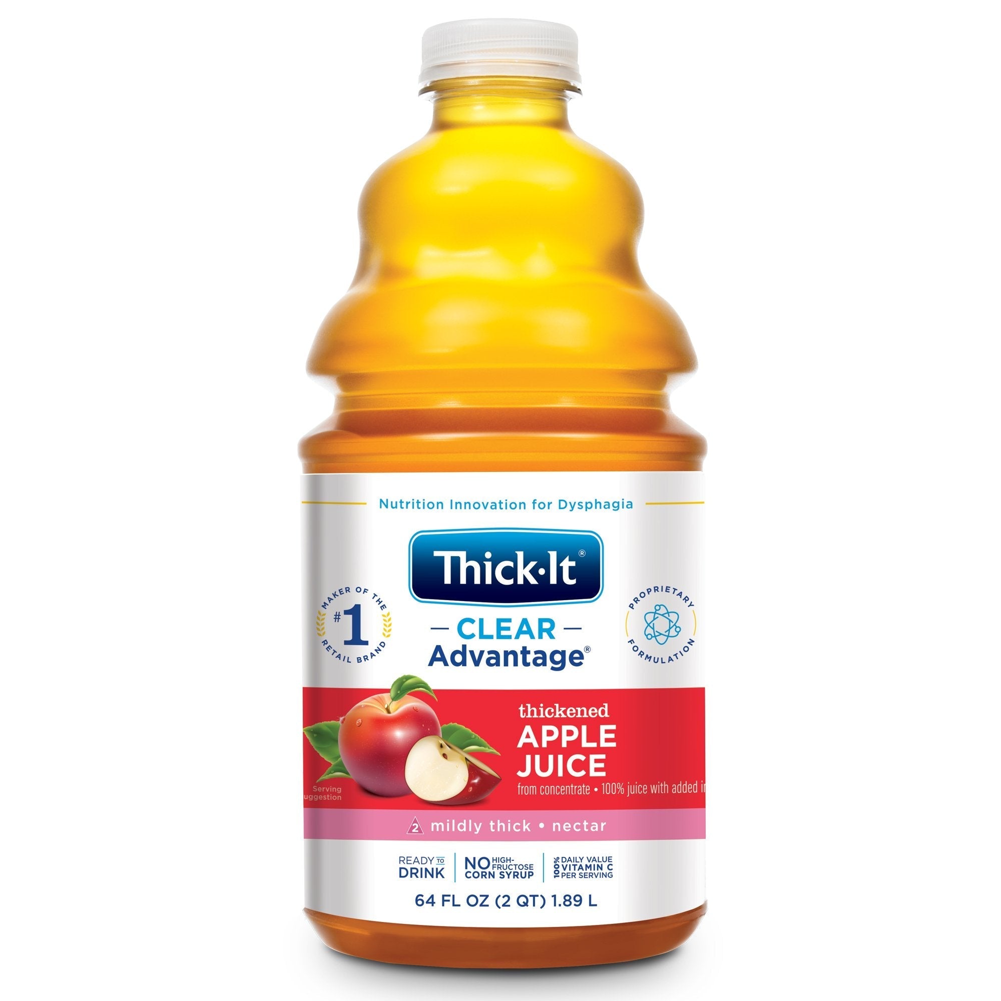 Thickened Beverage Thick It Clear Advantage 64 oz. Bottle Apple Flavor Liquid IDDSI Level 2 Mildly Thick