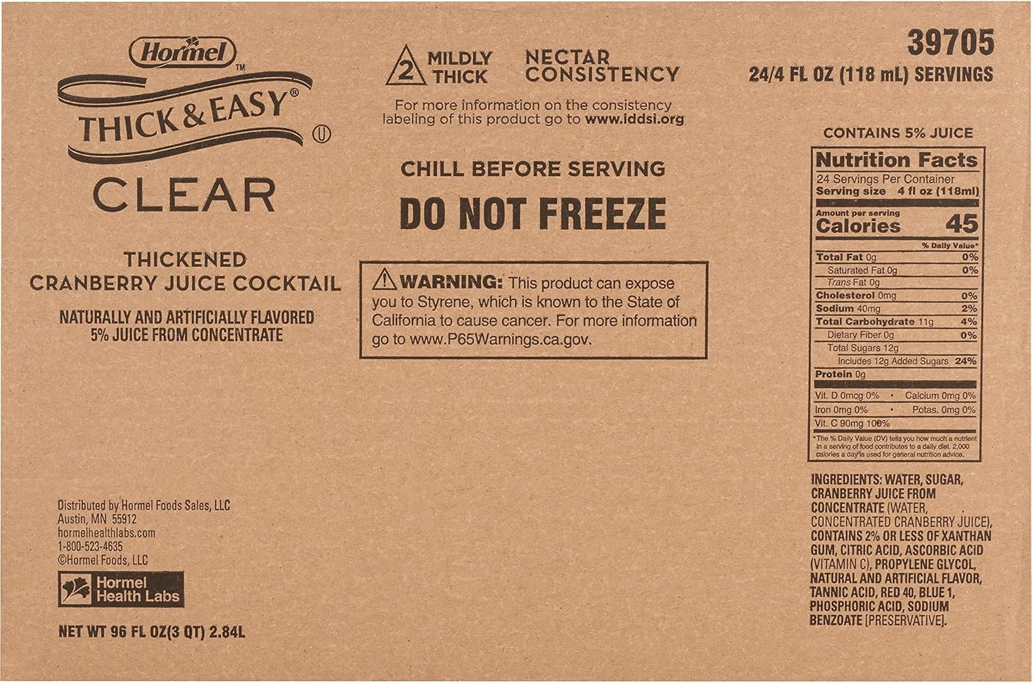 thickened beverage thick easy 4 oz portion cup cranberry juice cocktail flavor liquid iddsi level 2 mildly thick packaging type case