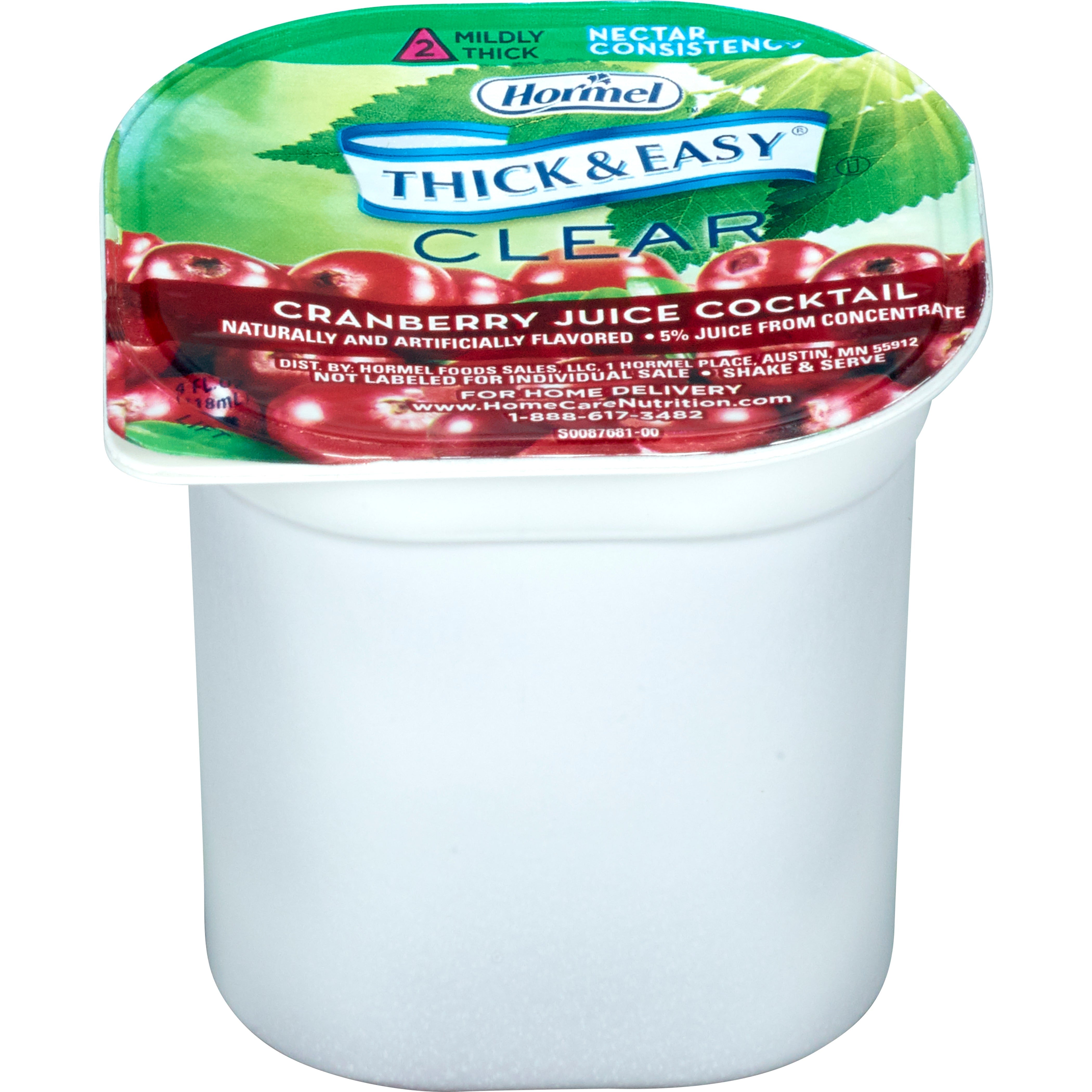 Thickened Beverage Thick & Easy 4 oz. Portion Cup Cranberry Juice Cocktail Flavor Liquid IDDSI Level 2 Mildly Thick