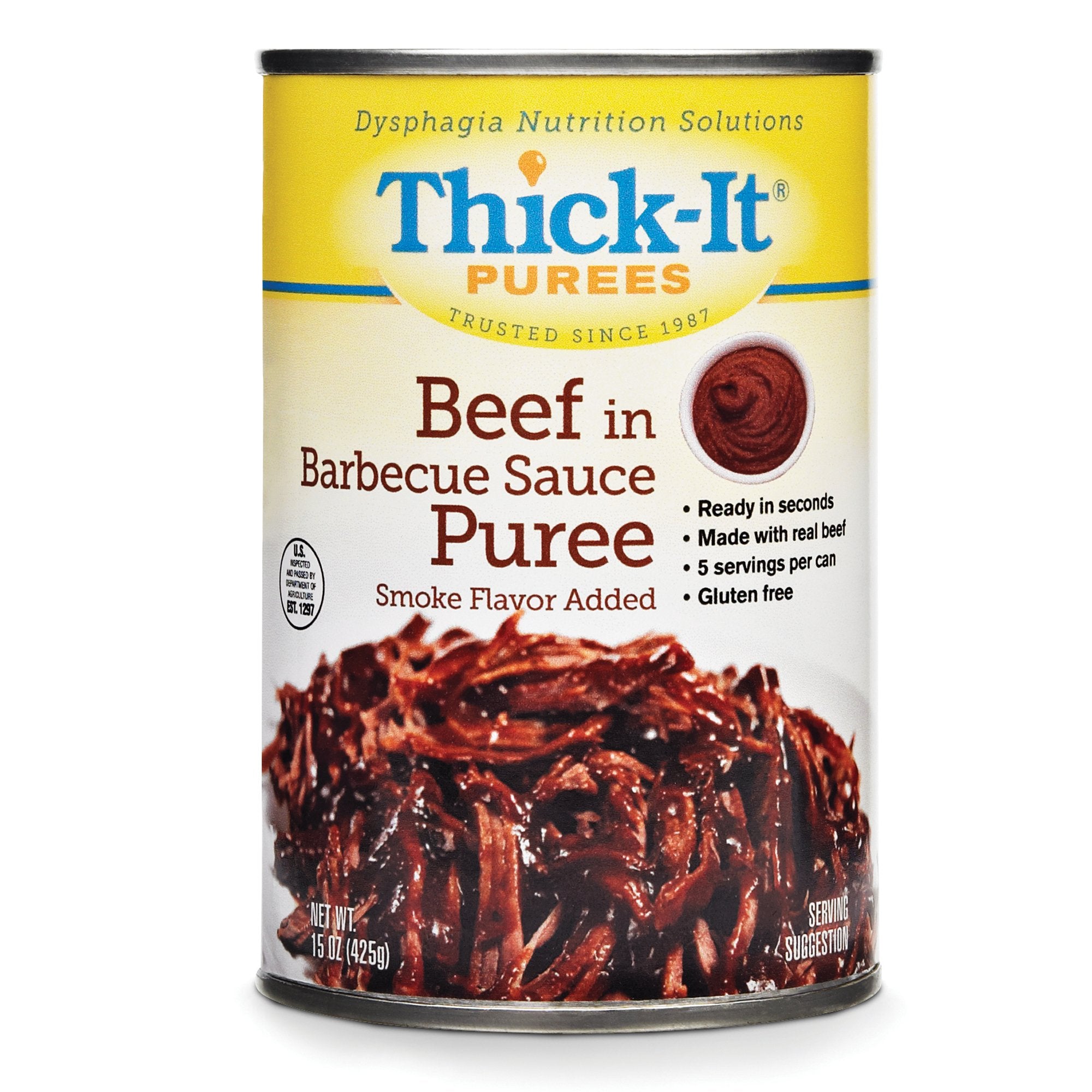 Thickened Food Thick It 15 oz. Can Beef in BBQ Sauce Flavor Puree IDDSI Level 4 Extremely Thick/Pureed