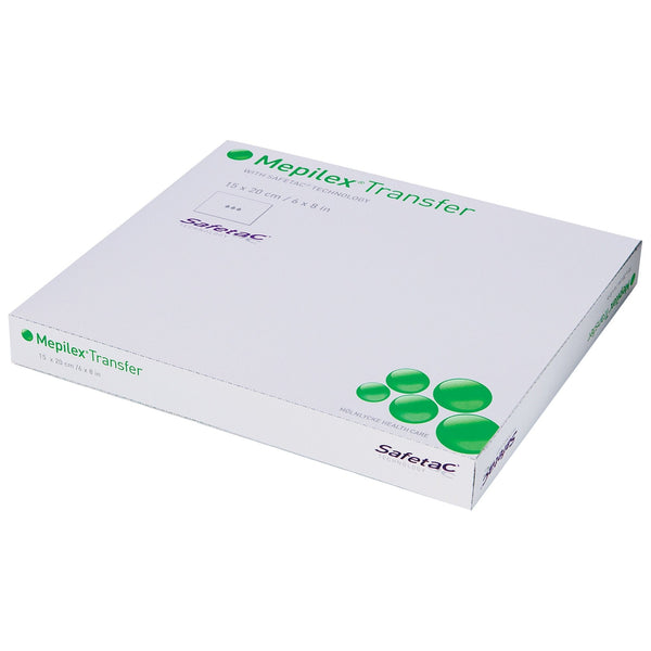 Thin Foam Dressing Mepilex Transfer 6 X 8 Inch Without Border Film Backing Silicone Adhesive Rectangle Sterile
