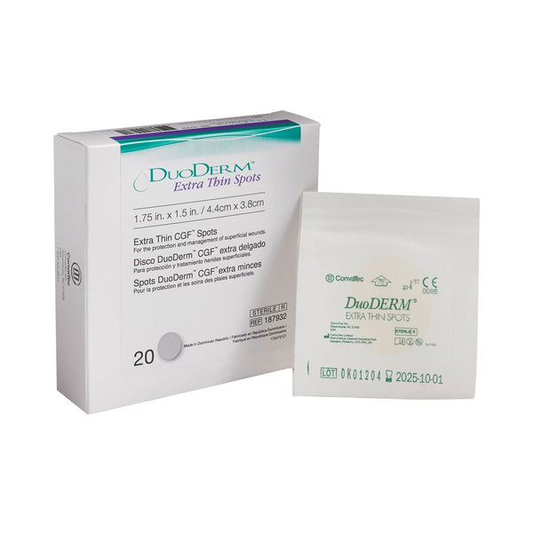 Thin Hydrocolloid Dressing DuoDERM Extra Thin CGF Film Backing 1 1/2 X 1 3/4 Inch Oval Hydrocolloid / Film