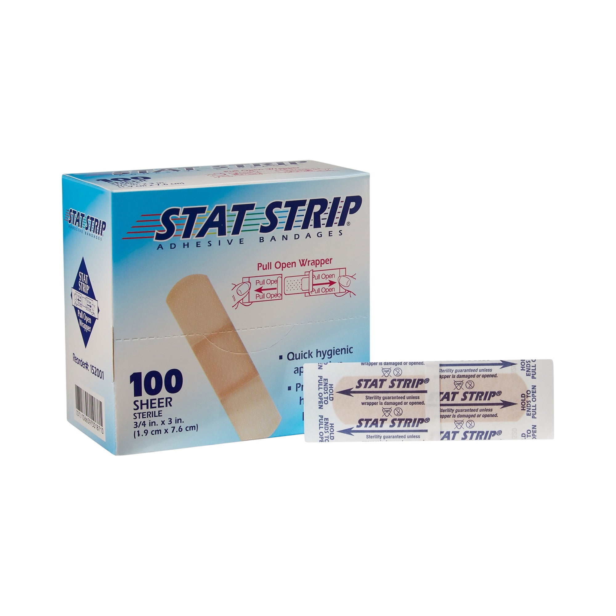 Adhesive Strip American White Cross Stat Strip 3/4 X 3 Inch Plastic Rectangle Tan Sterile, Packaging Type- Box