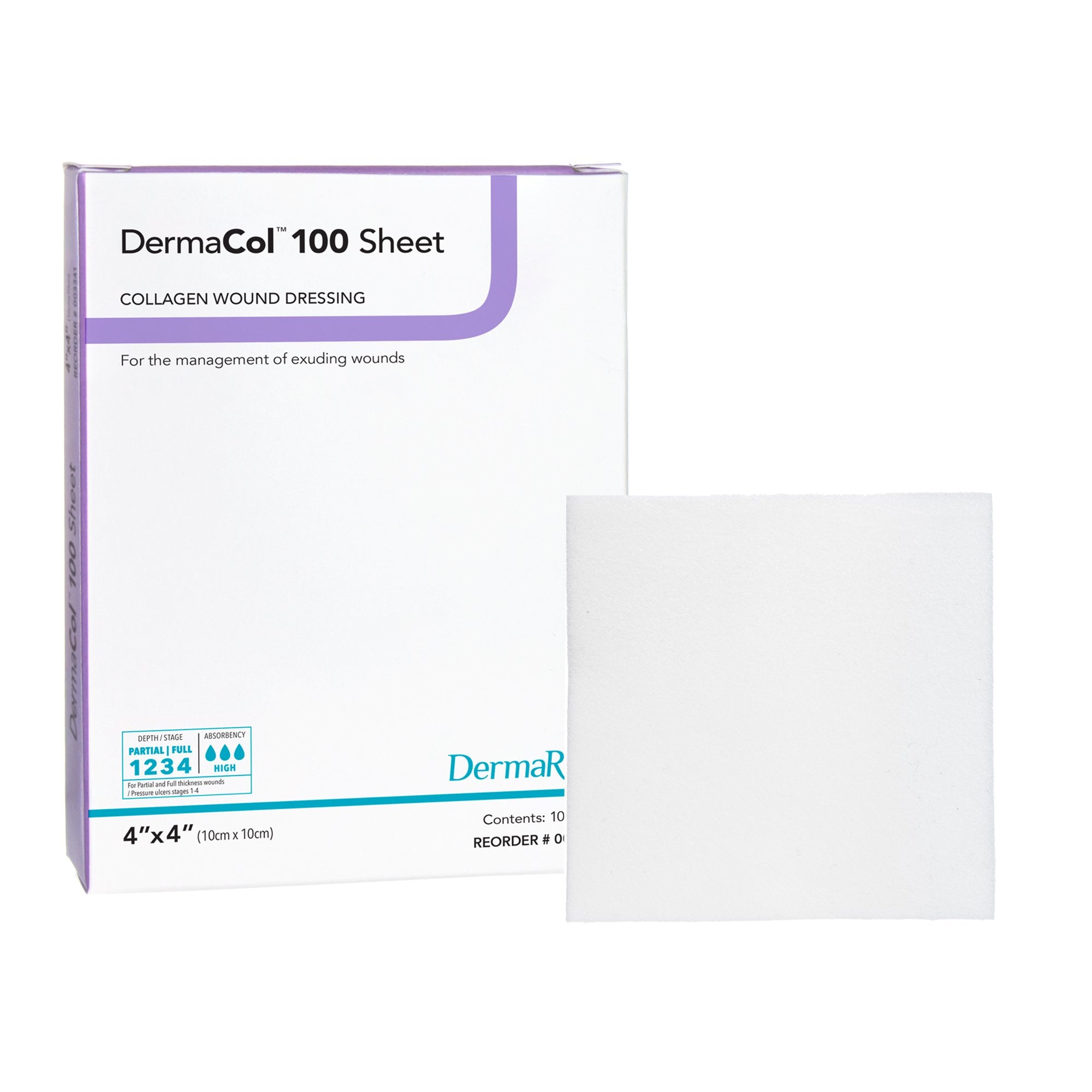 Collagen Dressing DermaCol™ 100 4 X 4 Inch Square Sterile