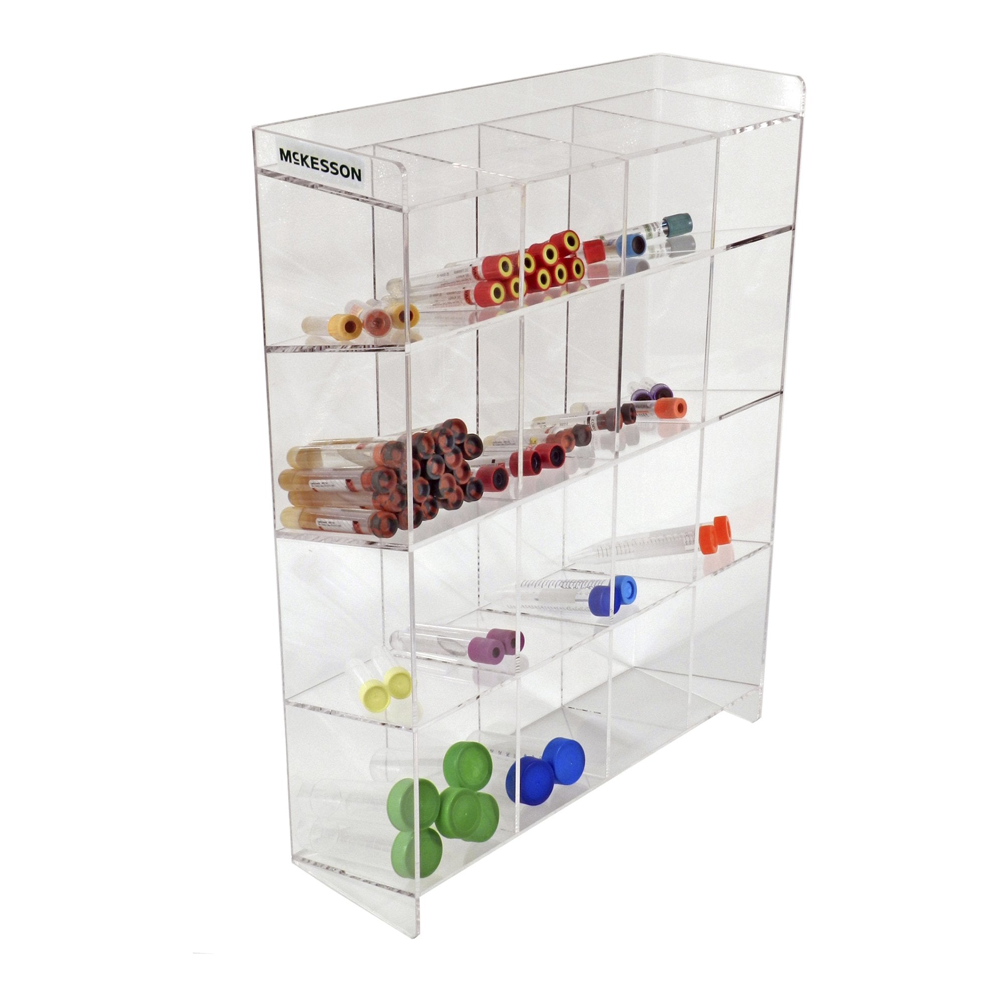 Tiered 4 Tier Tube Organizer McKesson 16 Place Accommodates Multiple Size Tubes Clear 15.5 X 5.5 X 20.75 Inch
