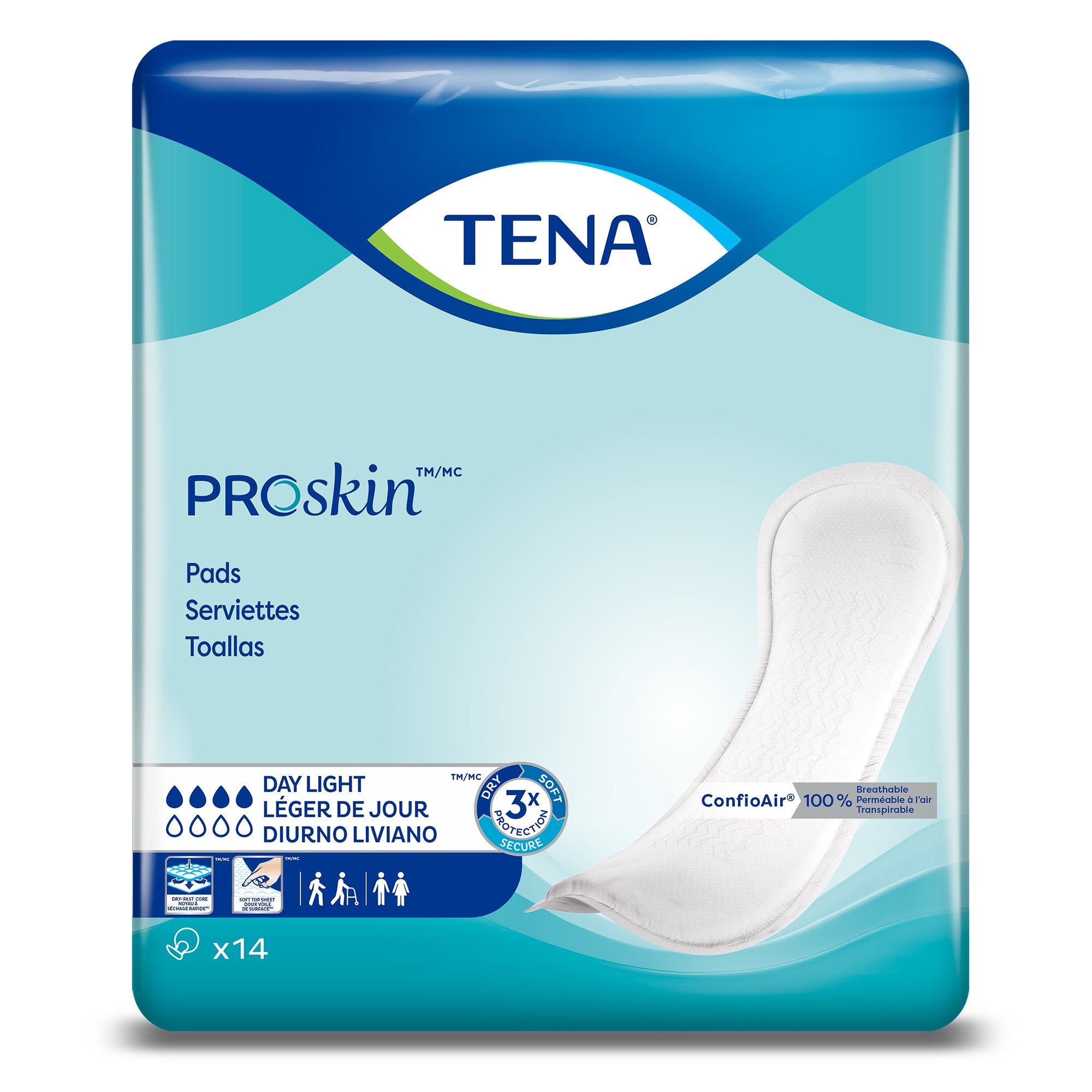 Incontinence Liner TENA ProSkin Day Light 13 Inch Length Moderate Absorbency Dry-Fast Core One Size Fits Most, Packaging Type- Case