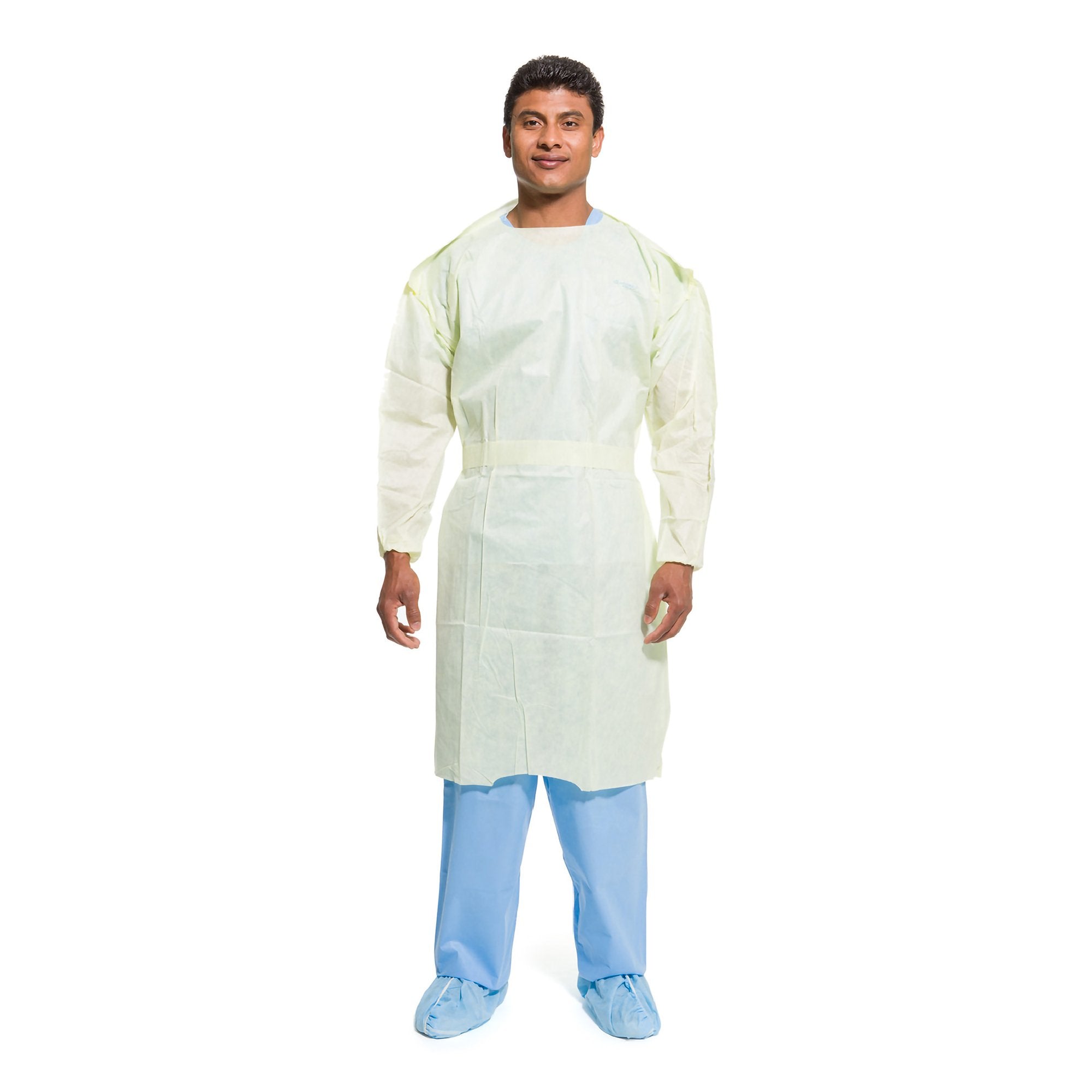 Protective Procedure Gown Halyard Tri-Layer Large Yellow NonSterile AAMI Level 2 Disposable, Packaging Type- Case