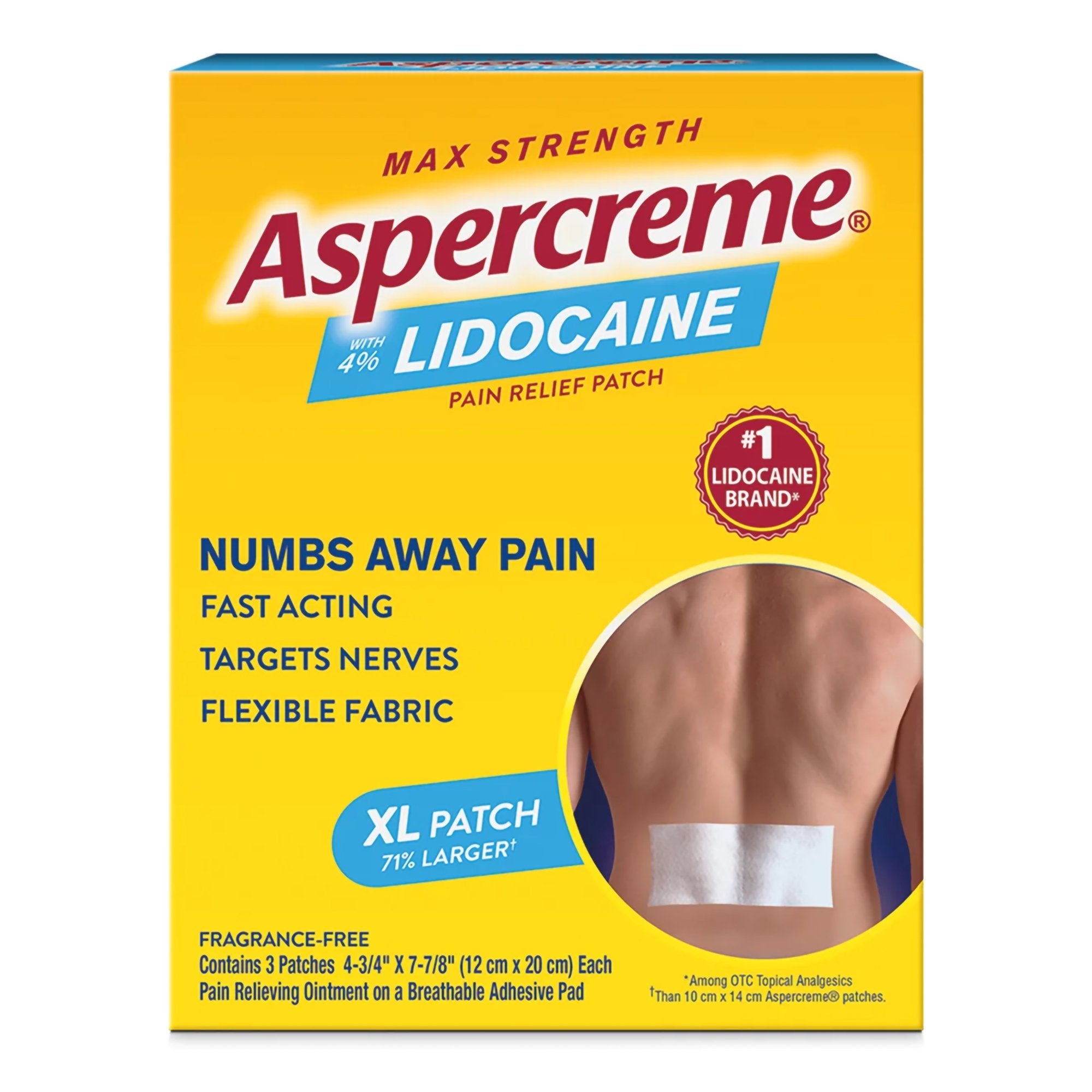 Topical Pain Relief Aspercreme 4% Strength Lidocaine Patch, Packaging Type- Box