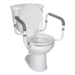 Toilet safety rail with ergonomic arms