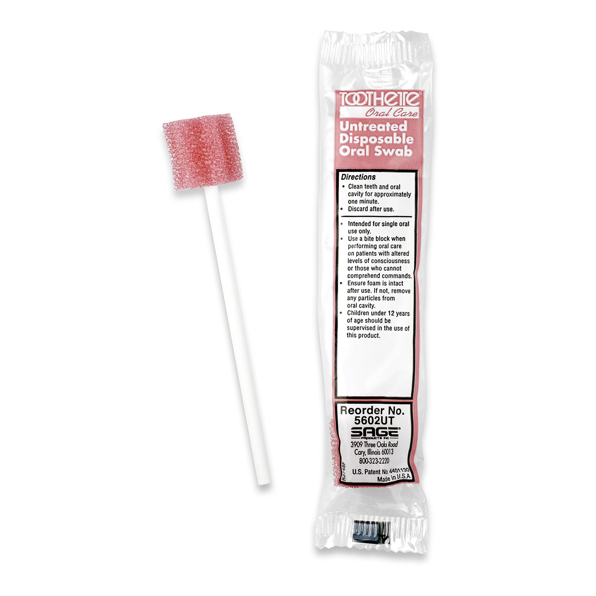Oral Swab Toothette Untreated Foam Tip 1 per Pack