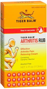 Topical Pain Relief Tiger Balm Arthritis Rub 11%   11% Strength Camphor / Menthol Cream 4 oz.