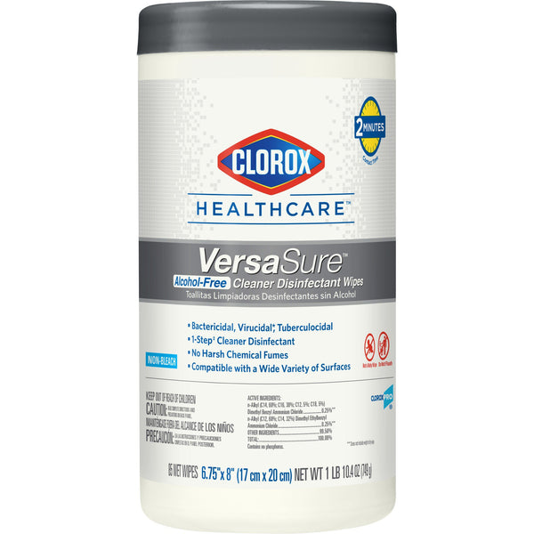 Clorox Healthcare VersaSure Surface Disinfectant Cleaner Premoistened Quaternary Based Manual Pull Wipe 85 Count Canister Scented NonSterile