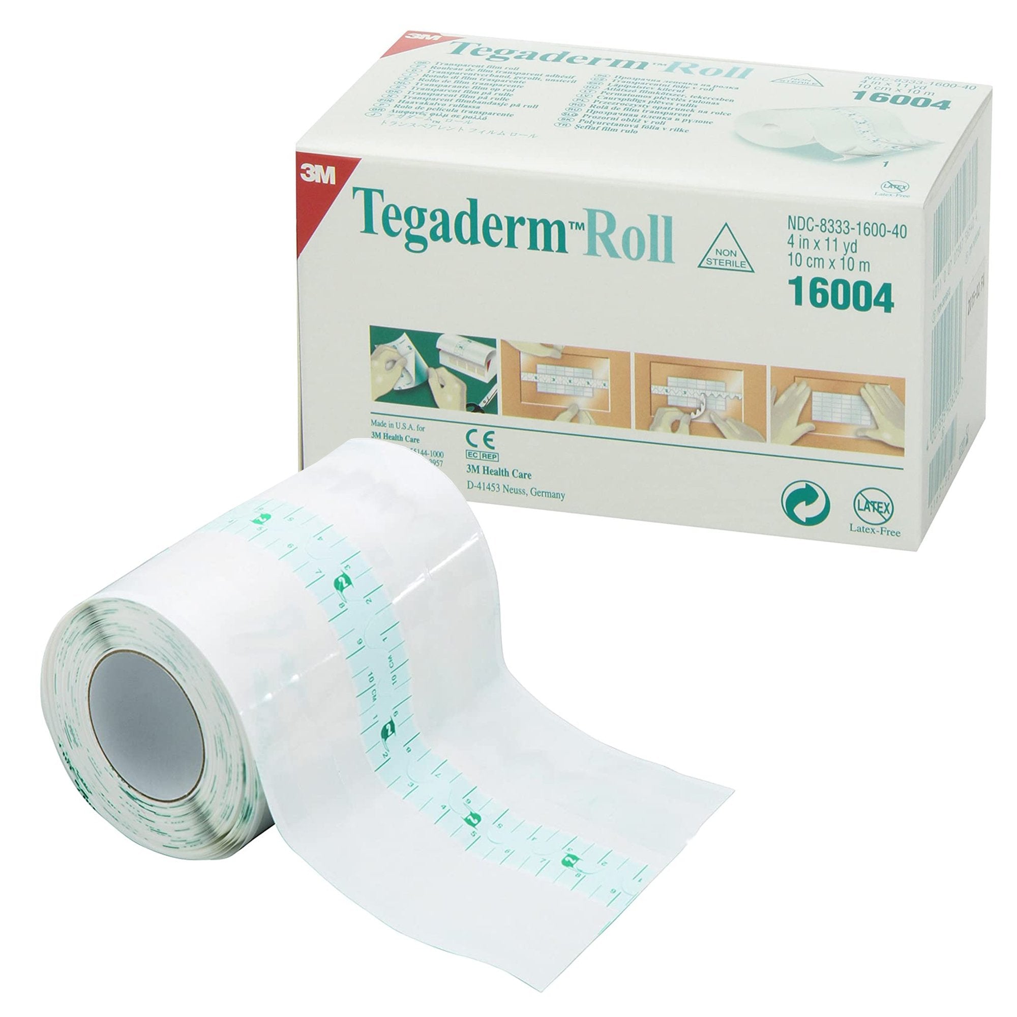 Transparent Film Dressing 3M Tegaderm 4 Inch X 11 Yard 2 Tab Delivery Roll NonSterile