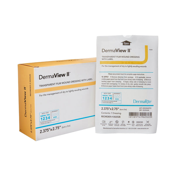 Transparent Film Dressing DermaView II 2 3/7 X 2 3/4 Inch Frame Style Delivery Rectangle Sterile