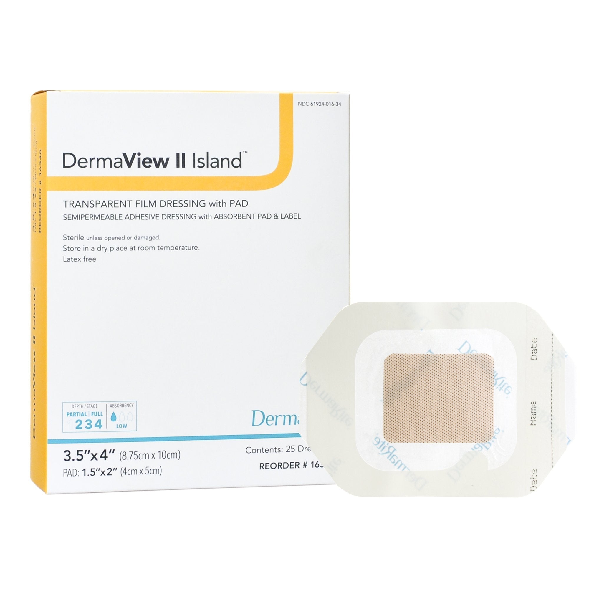 Transparent Film Dressing with Pad DermaView II Island 3 1/2 X 4 Inch Frame Style Delivery Rectangle Sterile