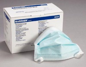 Surgical Mask Barrier Extra Protection Anti-fog ASTM Level 3 Tie Closure One Size Fits Most, Packaging Type- Box