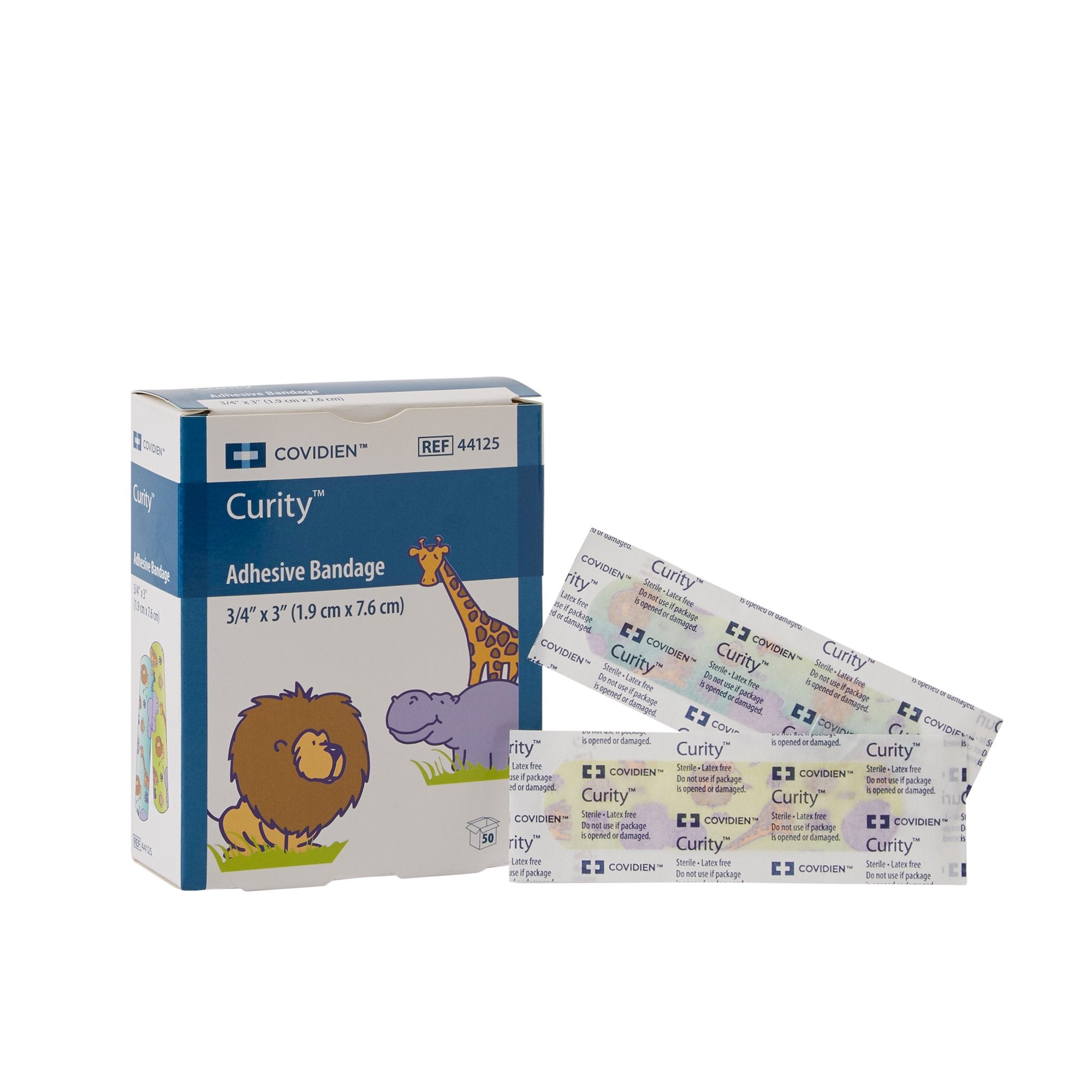 Adhesive Strip Curity 3/4 X 3 Inch Plastic Rectangle Kid Design (Zoo Animals) Sterile, Packaging Type- Box