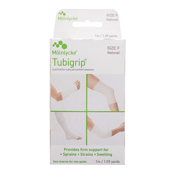 Elastic Tubular Support Bandage Tubigrip 4 Inch X 1 Yard Large Knee / Medium Thigh Pull On Natural NonSterile Size F Standard Compression