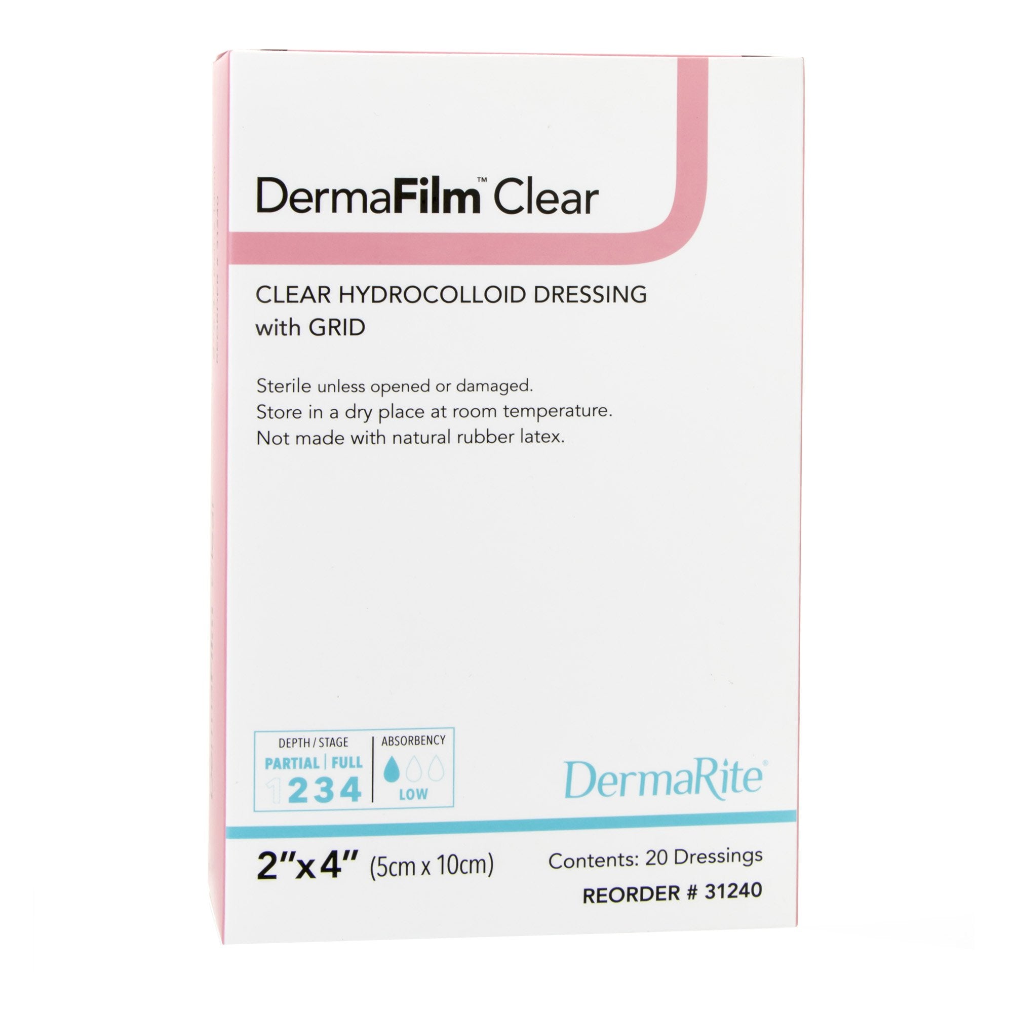 Thin Hydrocolloid Dressing DermaFilm® 2 X 4 Inch Rectangle