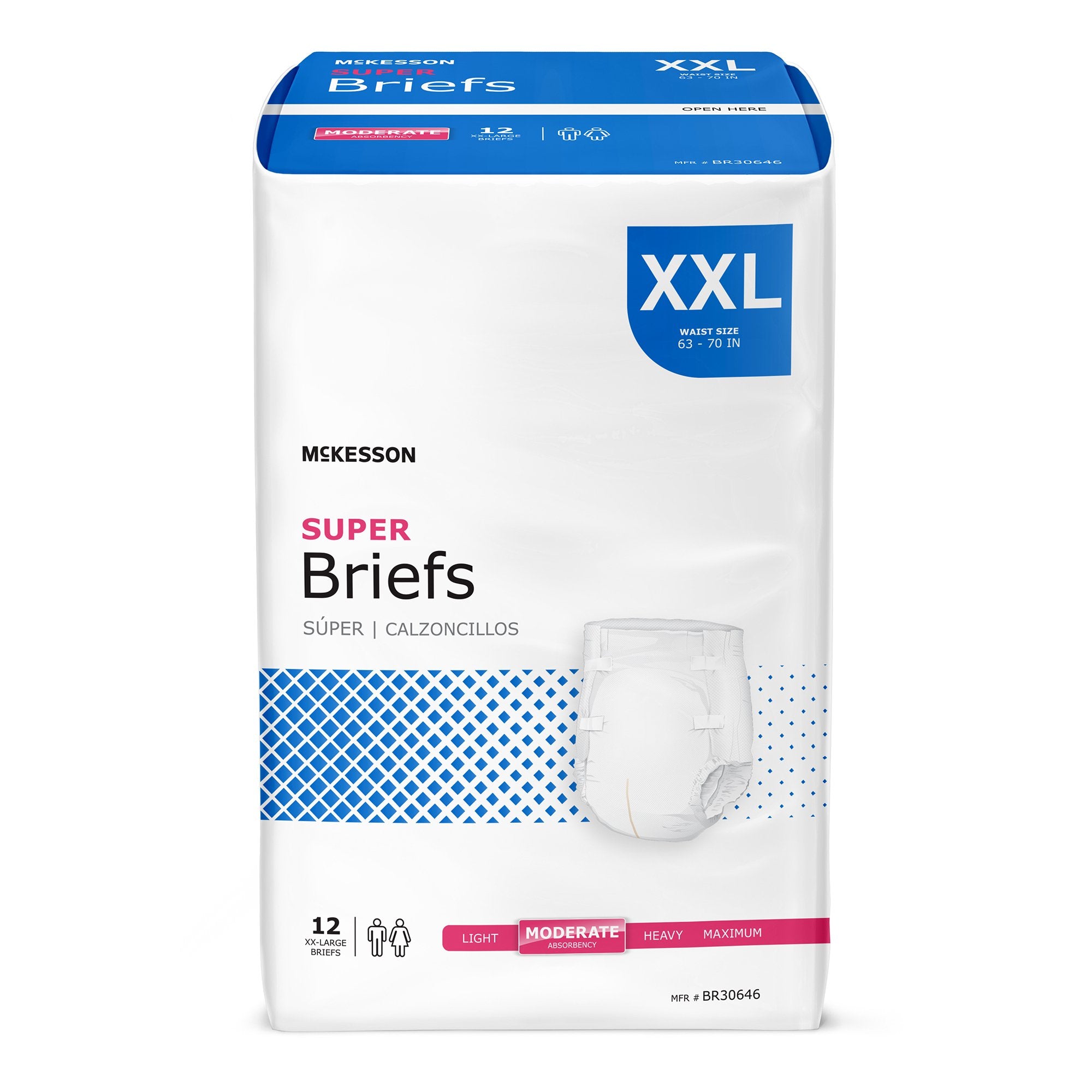 Unisex Adult Incontinence Brief McKesson 2X-Large Disposable Moderate Absorbency, Packaging Type- Case