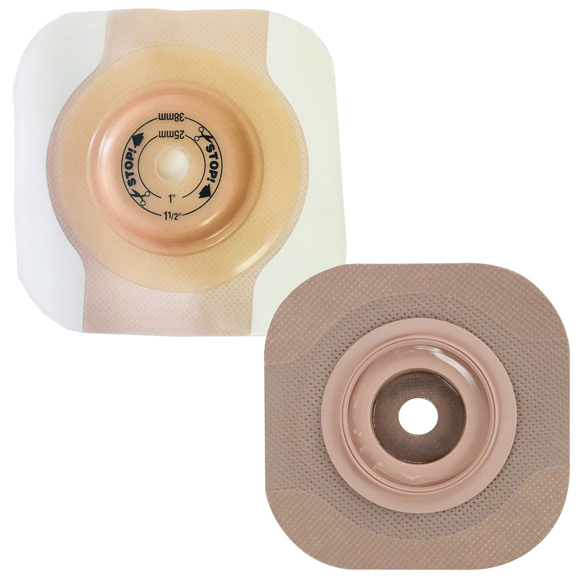 Ostomy Barrier New Image CeraPlus Trim to Fit, Extended Wear Adhesive Tape Borders 44 mm Flange Green Code System Up to 1 Inch Opening, Packaging Type- Box