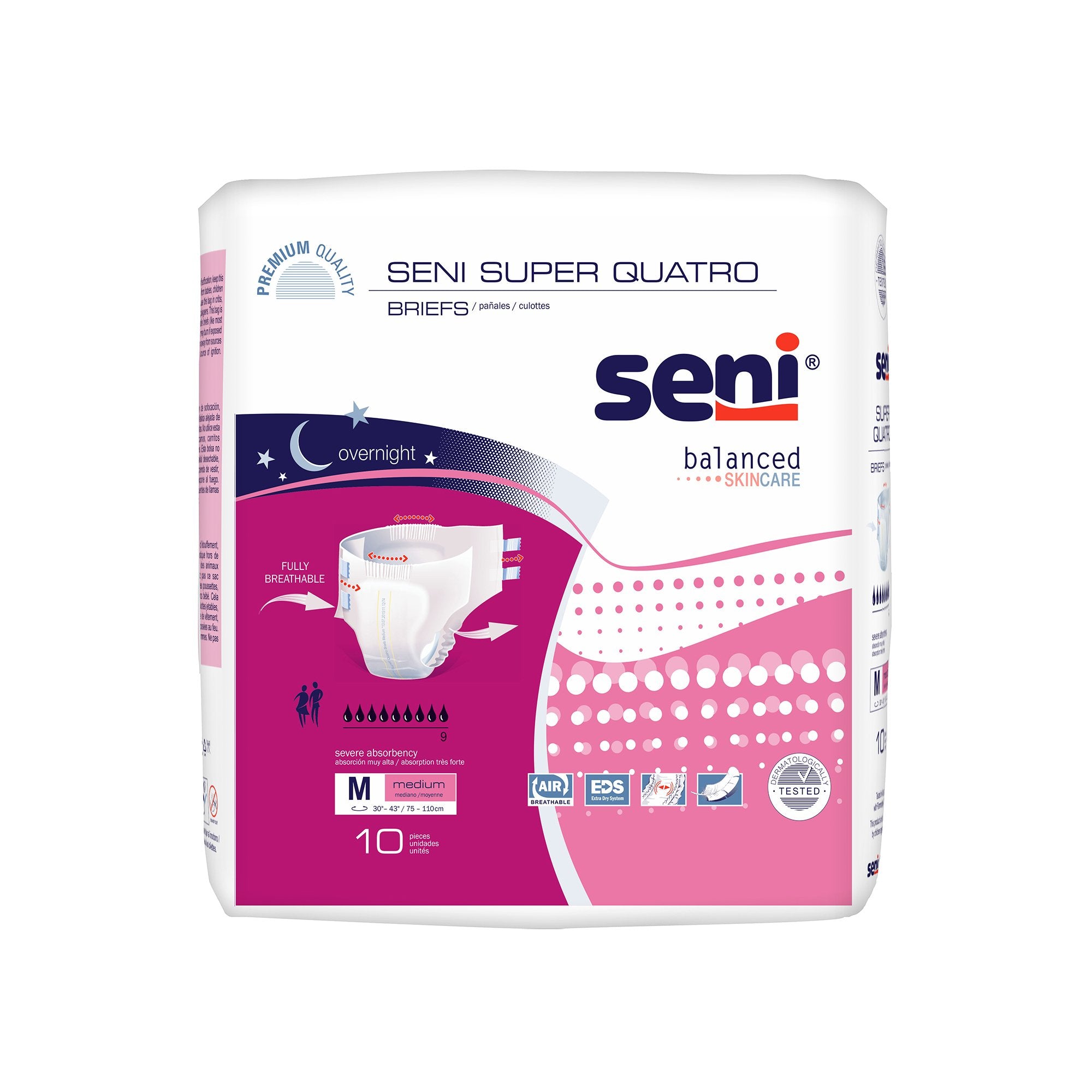 Unisex Adult Incontinence Brief Seni Super Quatro Medium Disposable Heavy Absorbency, Packaging Type- Case