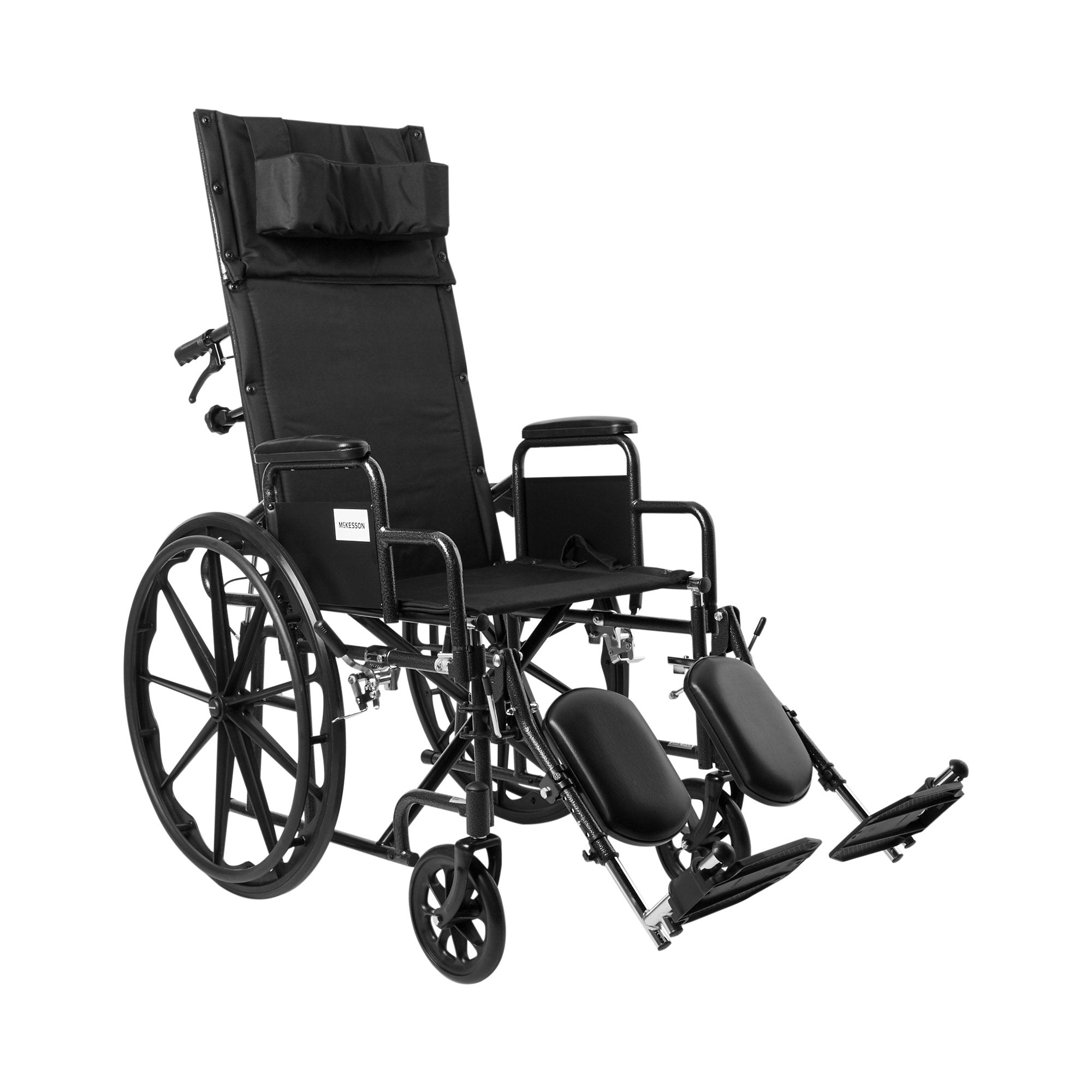 Reclining Wheelchair McKesson Desk Length Arm Swing-Away Elevating Legrest Black Upholstery 18 Inch Seat Width Adult 300 lbs. Weight Capacity, Packaging Type- Each