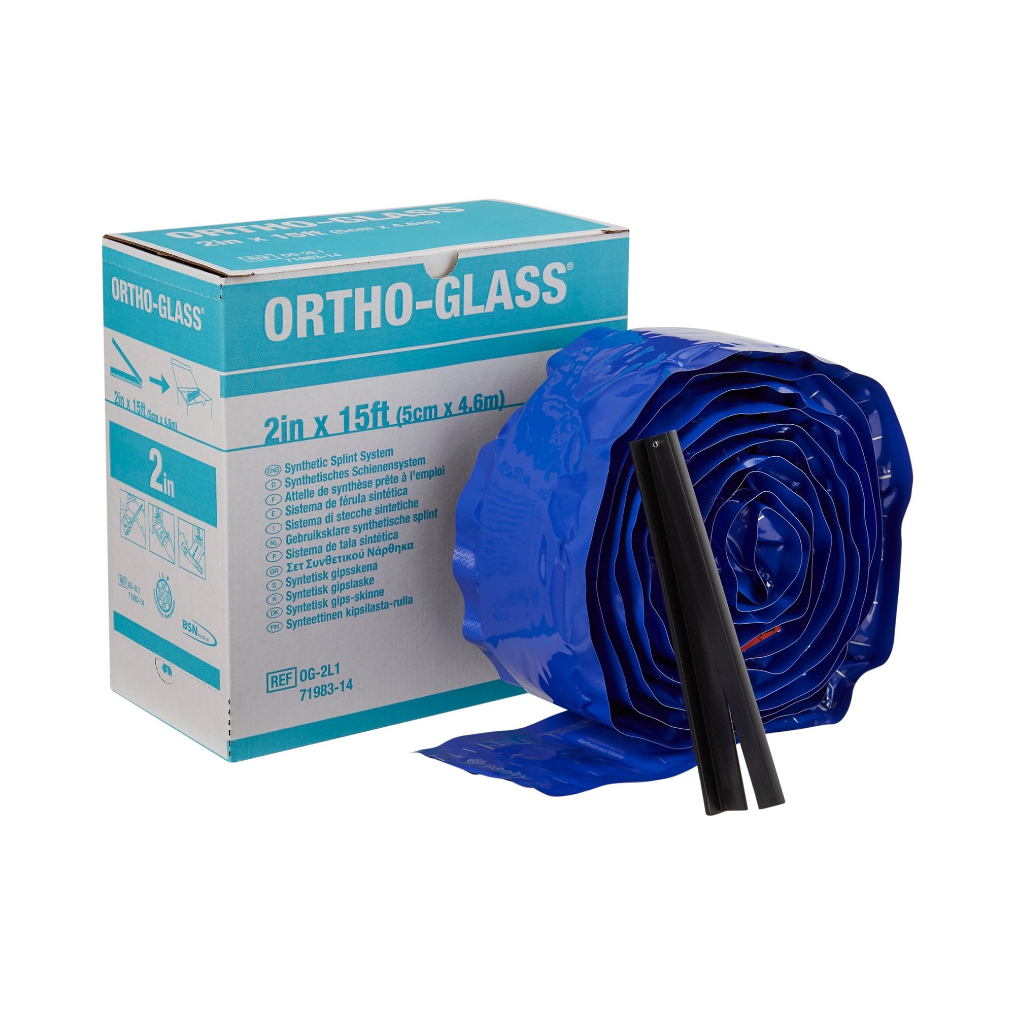 Padded Splint Roll ORTHO-GLASS 2 Inch X 15 Foot Fiberglass White, Packaging Type- Case