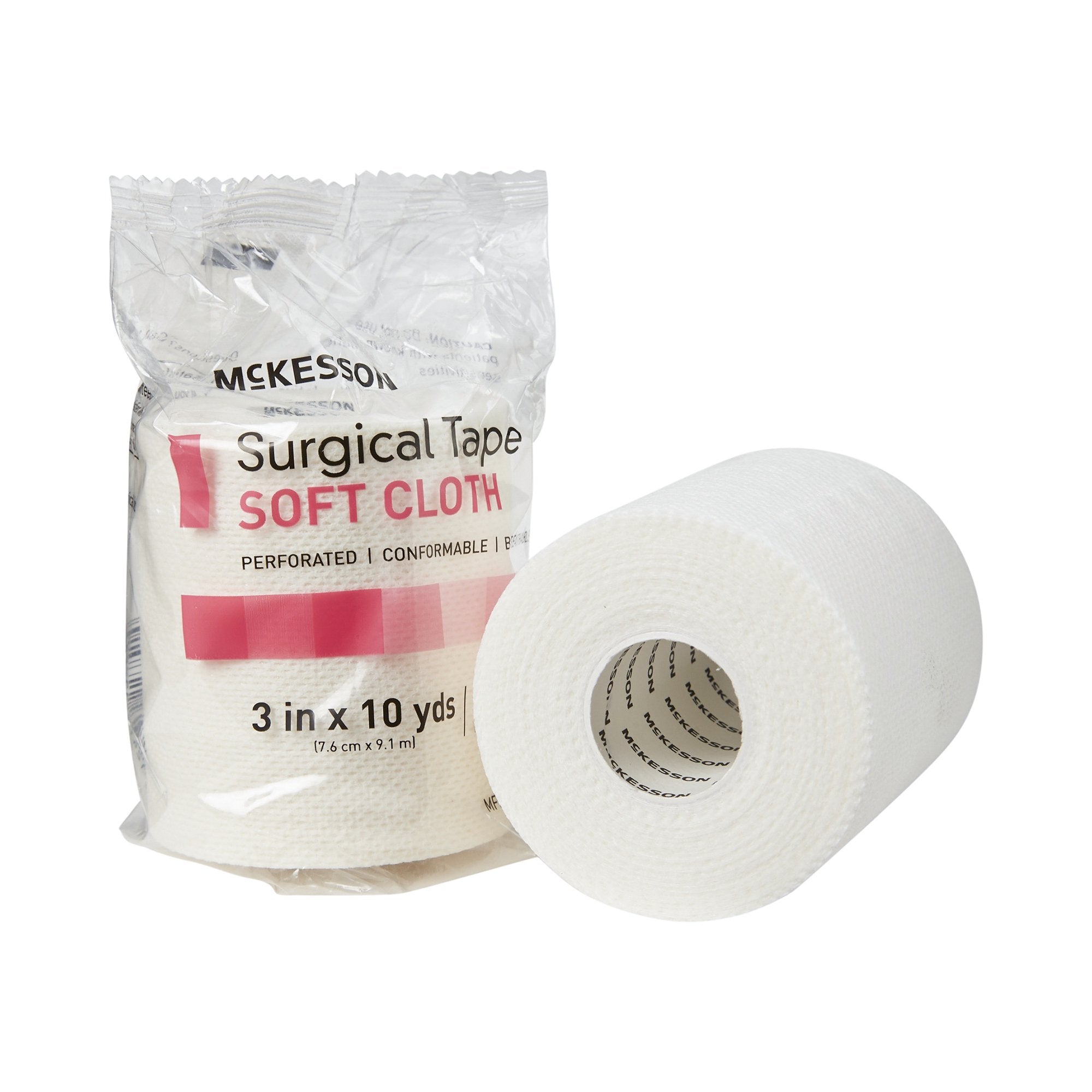 Perforated Medical Tape McKesson White 3 Inch X 10 Yard Soft Cloth NonSterile, Packaging Type- Case