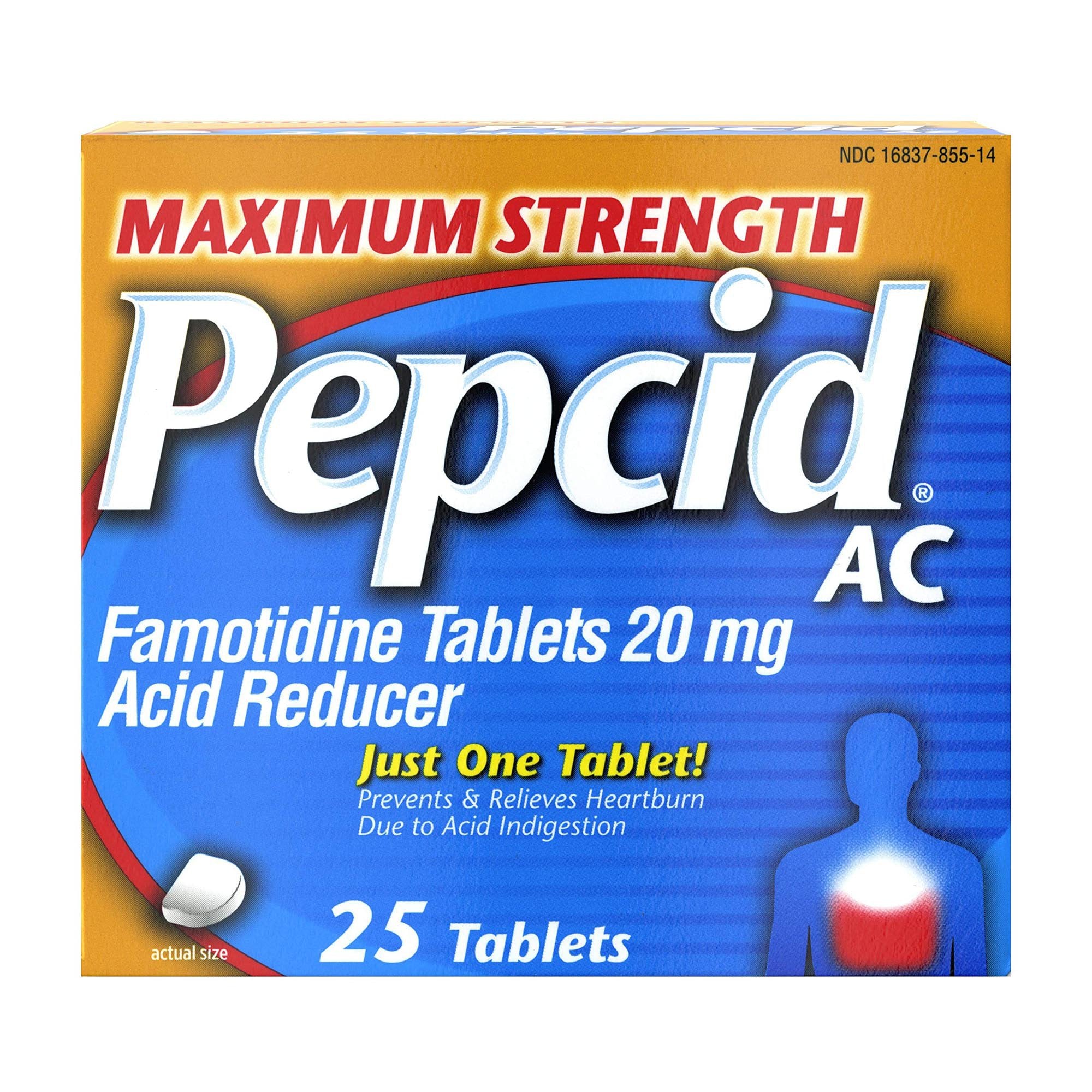 Antacid Pepcid AC Maximum Strength 20 mg Strength Tablet 25 per Box, Packaging Type- Box