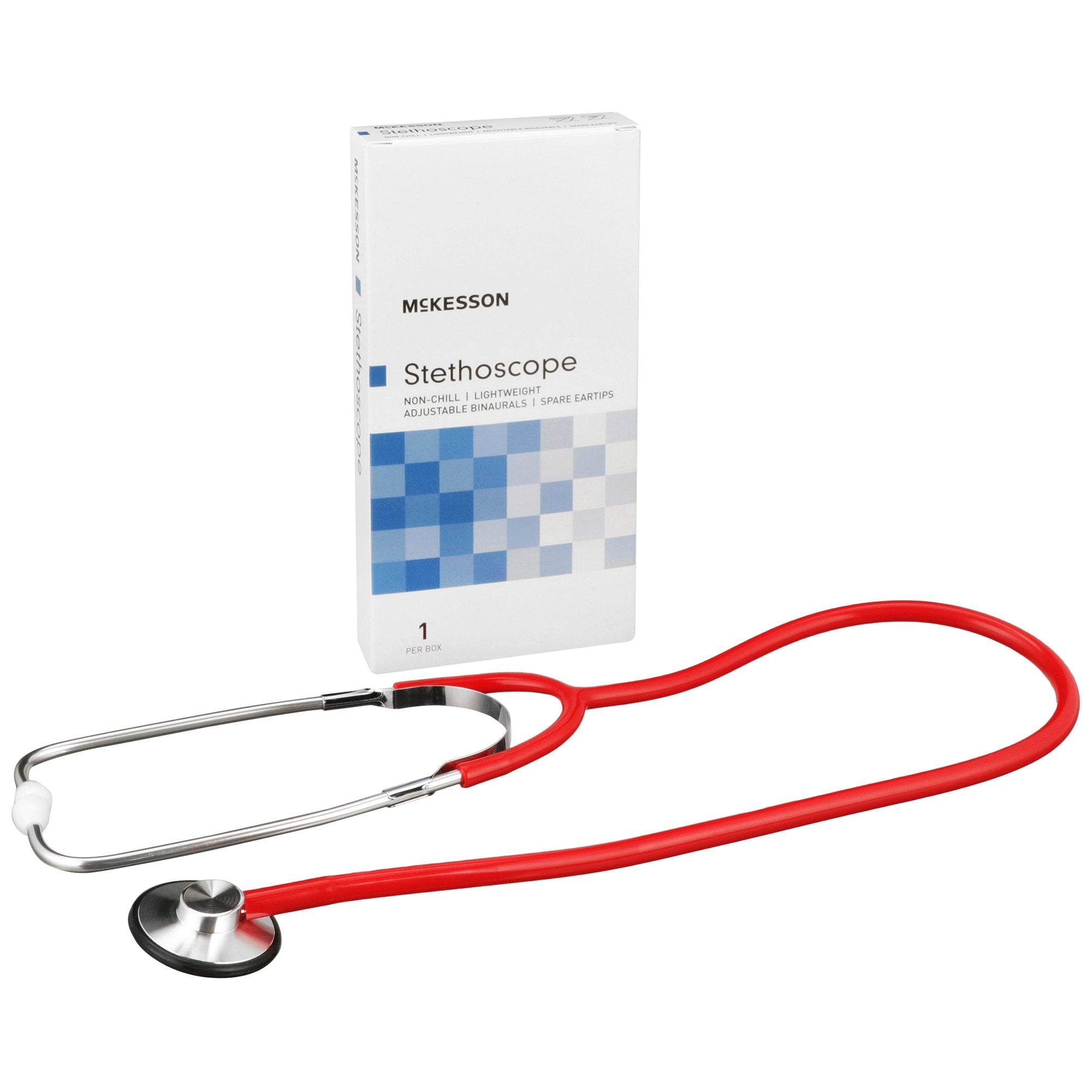 General Exam Stethoscope McKesson Red 1-Tube 21 Inch Tube Single Sided Chestpiece, Packaging Type- Each