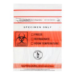 Specimen Transport Bag with Document Pouch SafeGuard TearZone 6 X 9 Inch Zip Closure Biohazard Symbol / Storage Instructions NonSterile, Packaging Type- Case