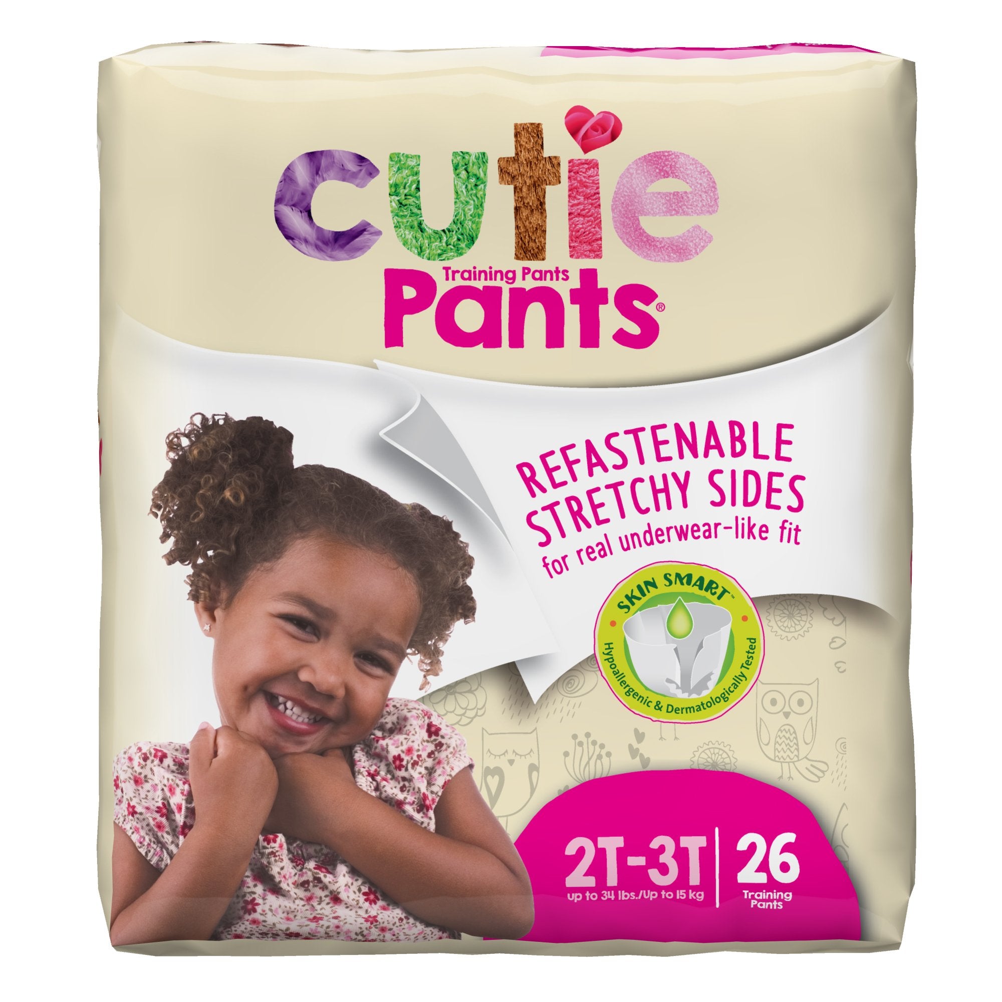 Female Toddler Training Pants Cutie Pants Size 2T to 3T Disposable Heavy Absorbency, Packaging Type- Case