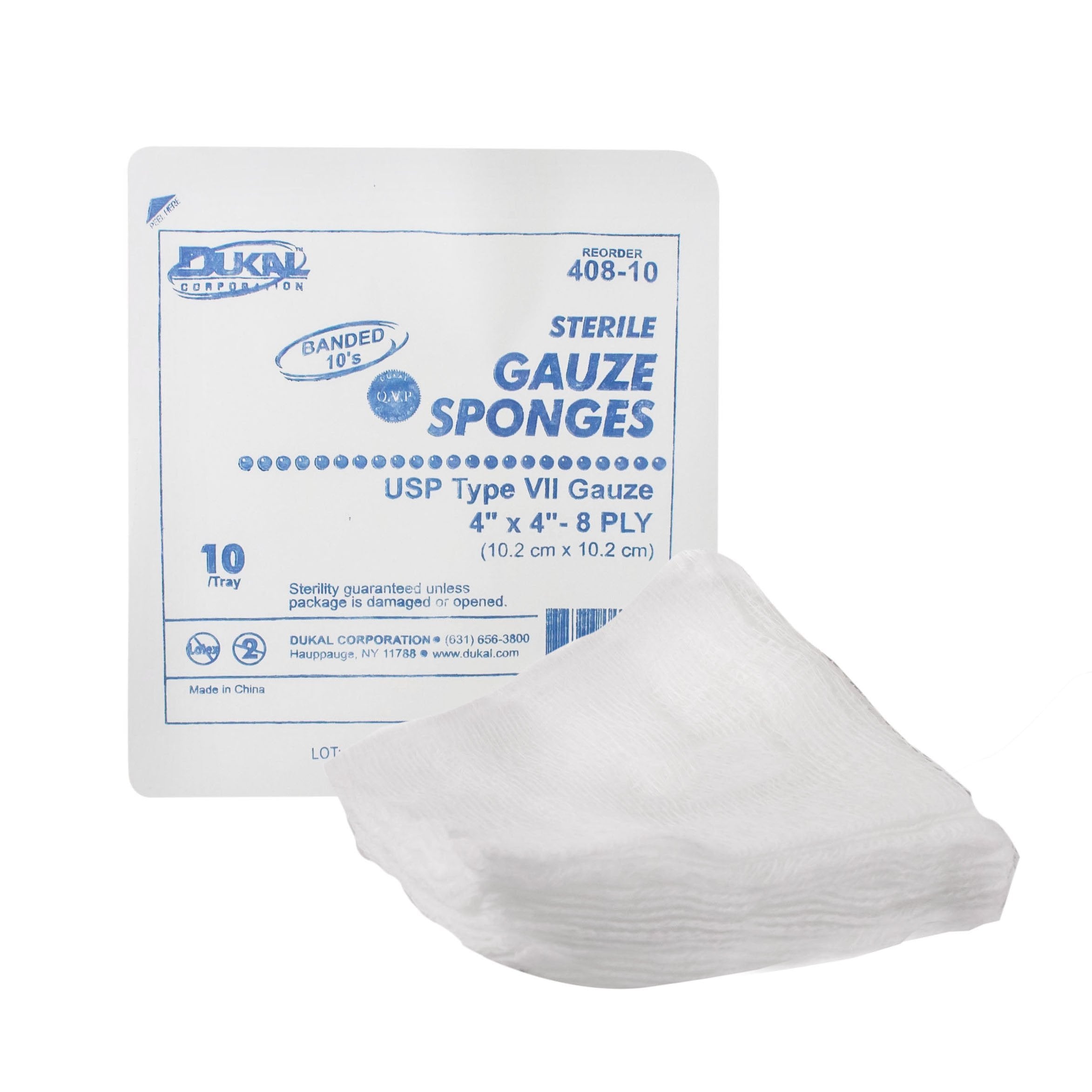 Gauze Sponge Dukal 4 X 4 Inch 8-Ply Sterile 10 per Tray, Packaging Type- Case