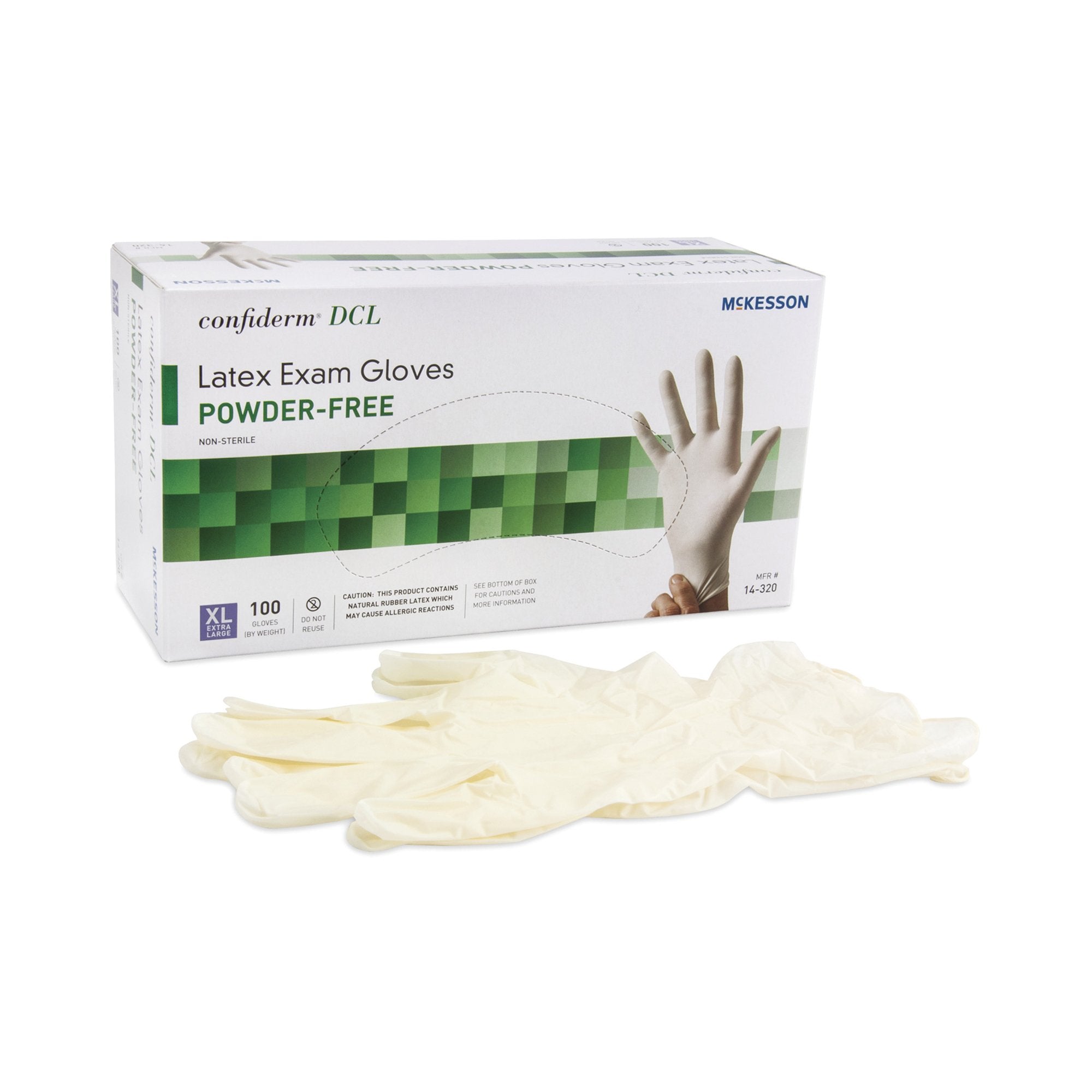 Exam Glove McKesson Confiderm X-Large NonSterile Latex Standard Cuff Length Smooth Ivory Not Rated, Packaging Type- Case