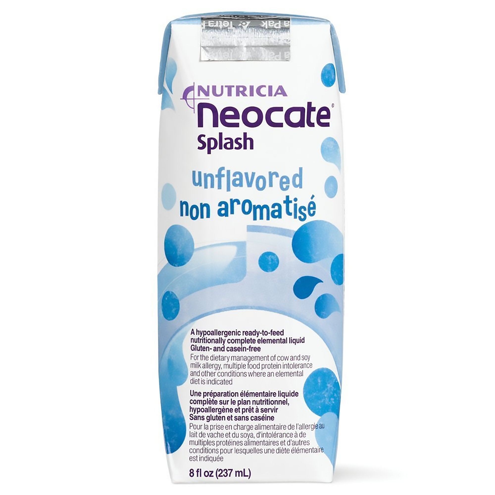 Pediatric Oral Supplement Neocate Splash Unflavored 8 oz. Carton Liquid Amino Acid Food Allergies