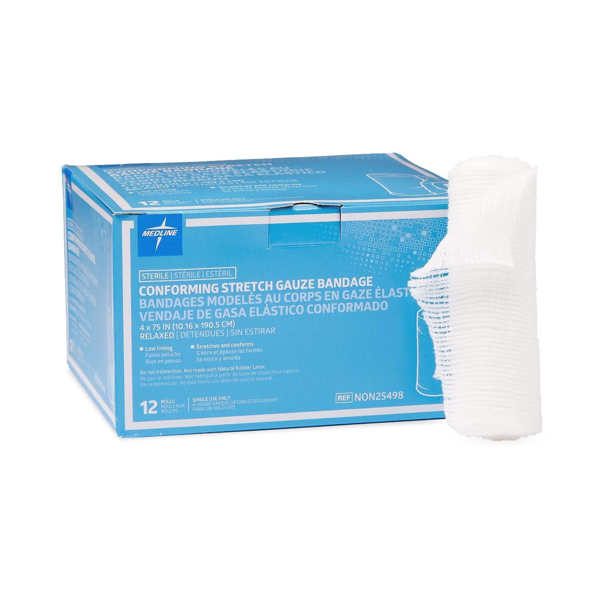 Conforming Bandage Medline 4 Inch X 4-1/10 Yard 1-Ply Sterile 1 per Pack, Packaging Type- Box