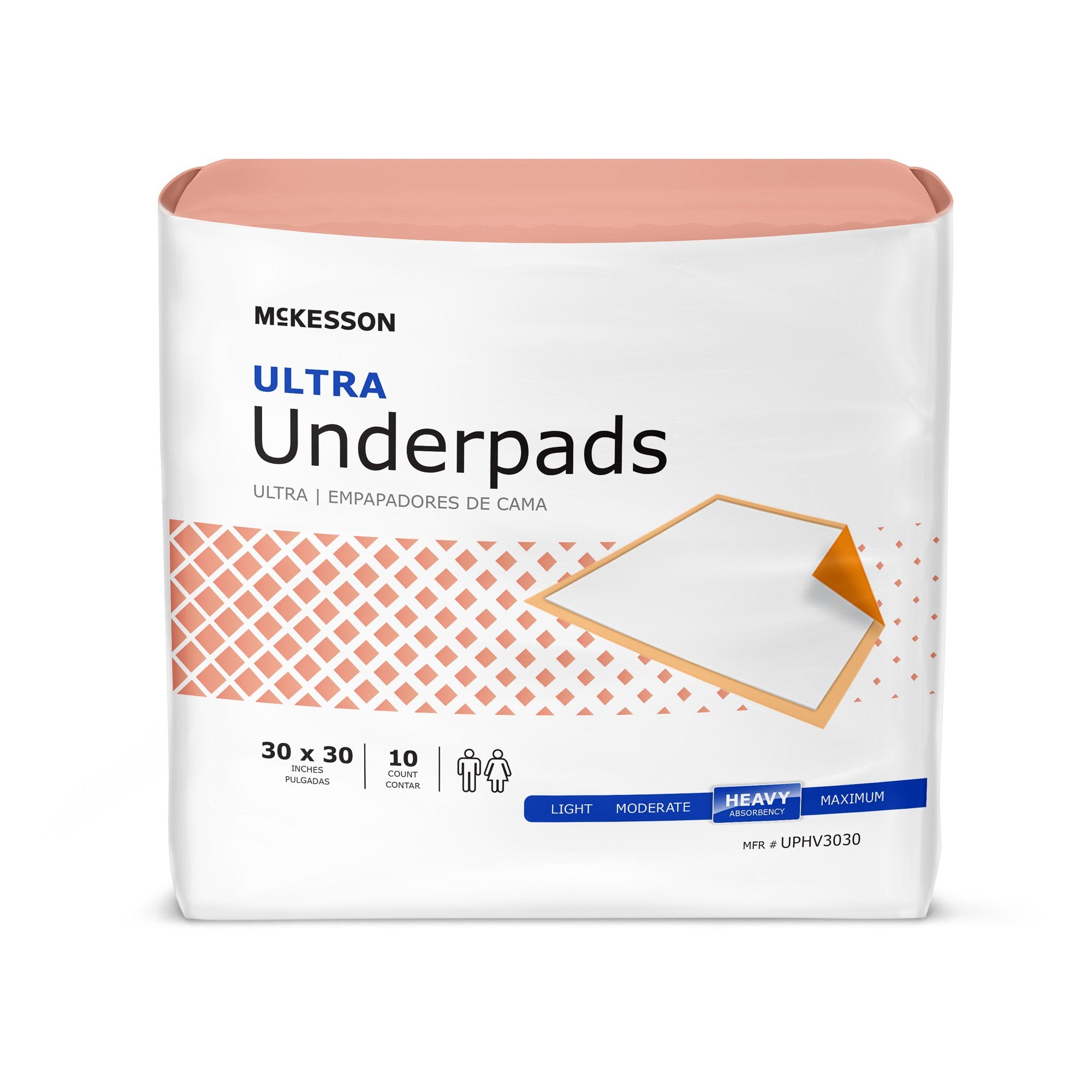 Disposable Underpad McKesson Ultra 30 X 30 Inch Fluff / Polymer Heavy Absorbency, Packaging Type- Case