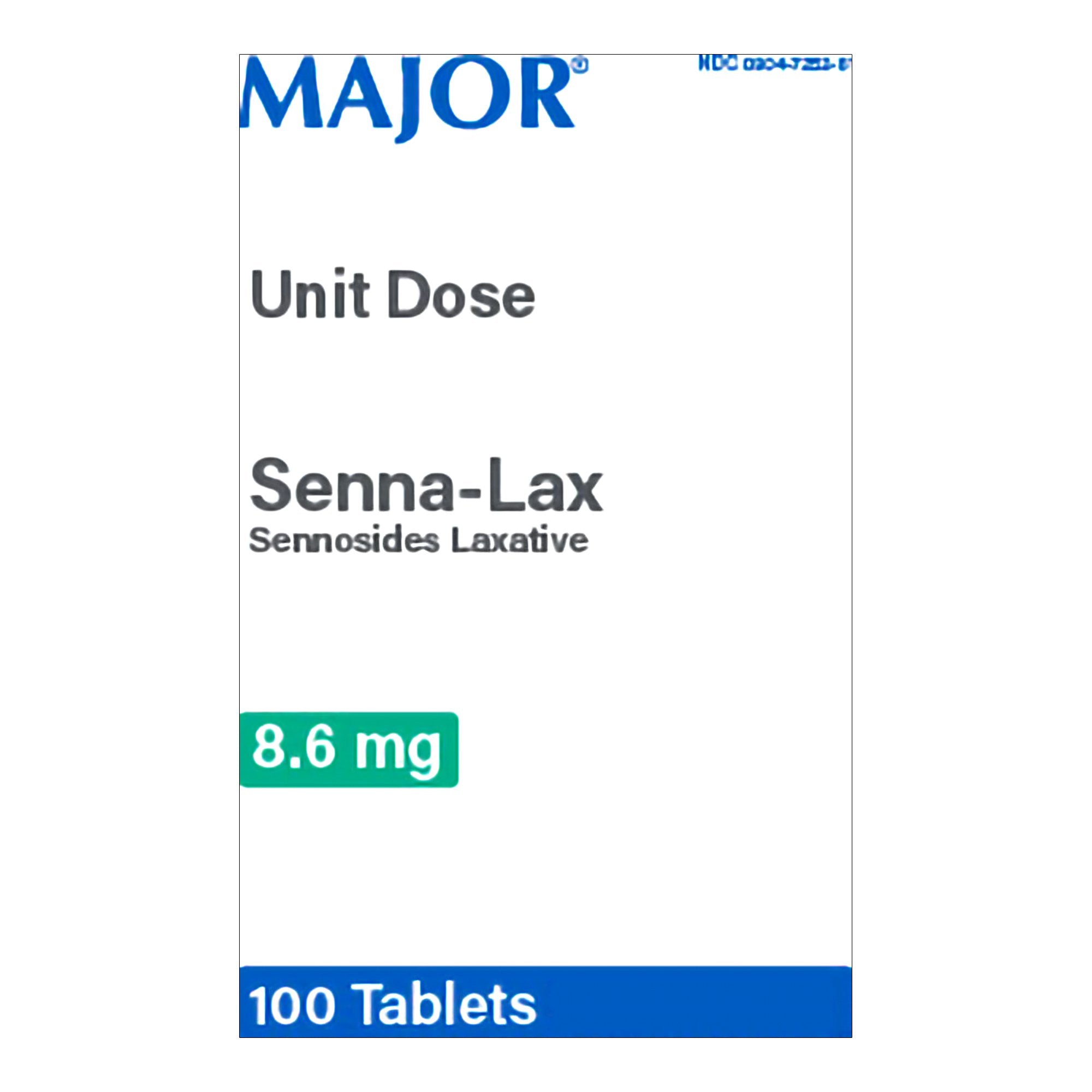 Laxative Major Tablet 100 per Box 8.6 mg Strength Sennosides, Packaging Type- Box