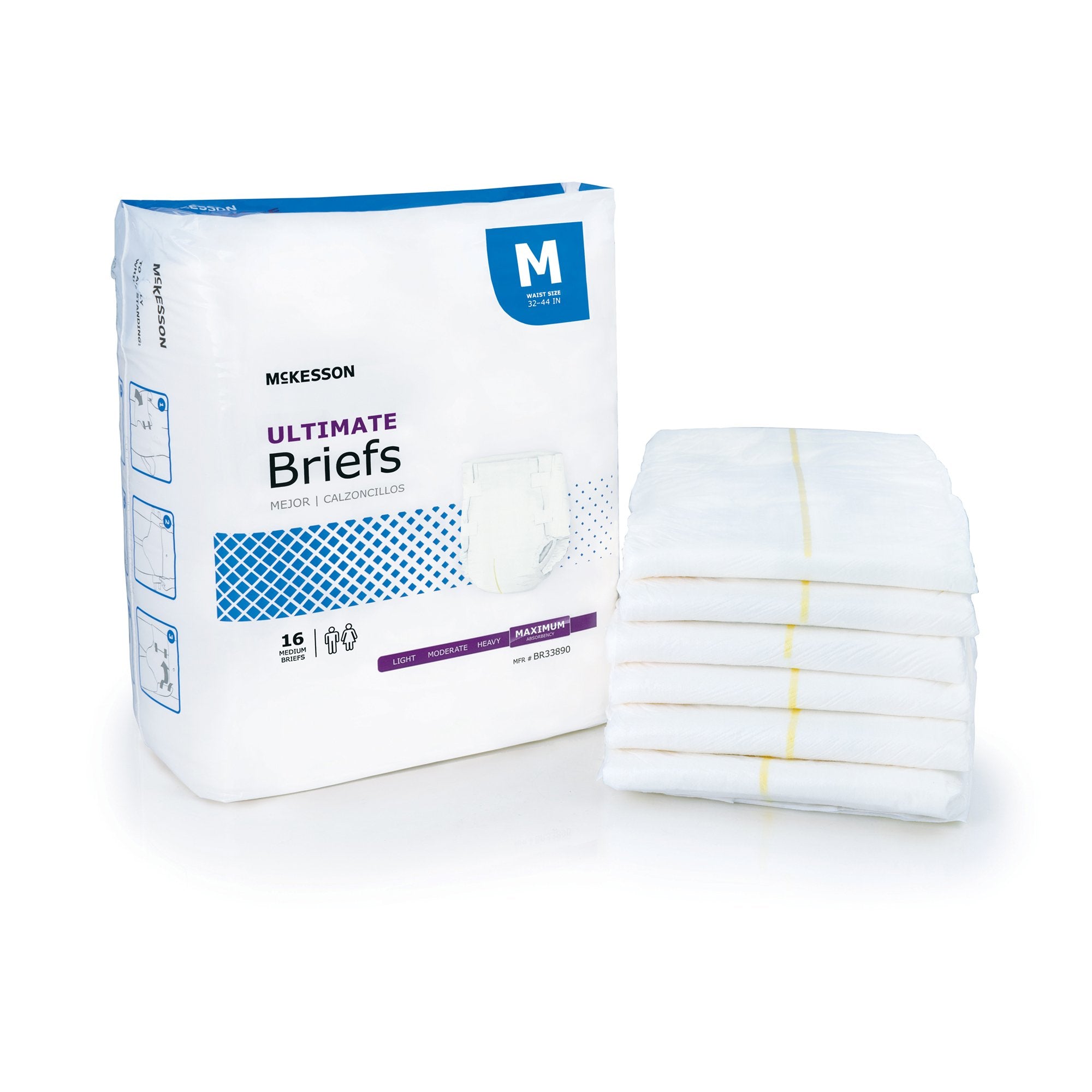 Unisex Adult Incontinence Brief McKesson Medium Disposable Heavy Absorbency, Packaging Type- Case