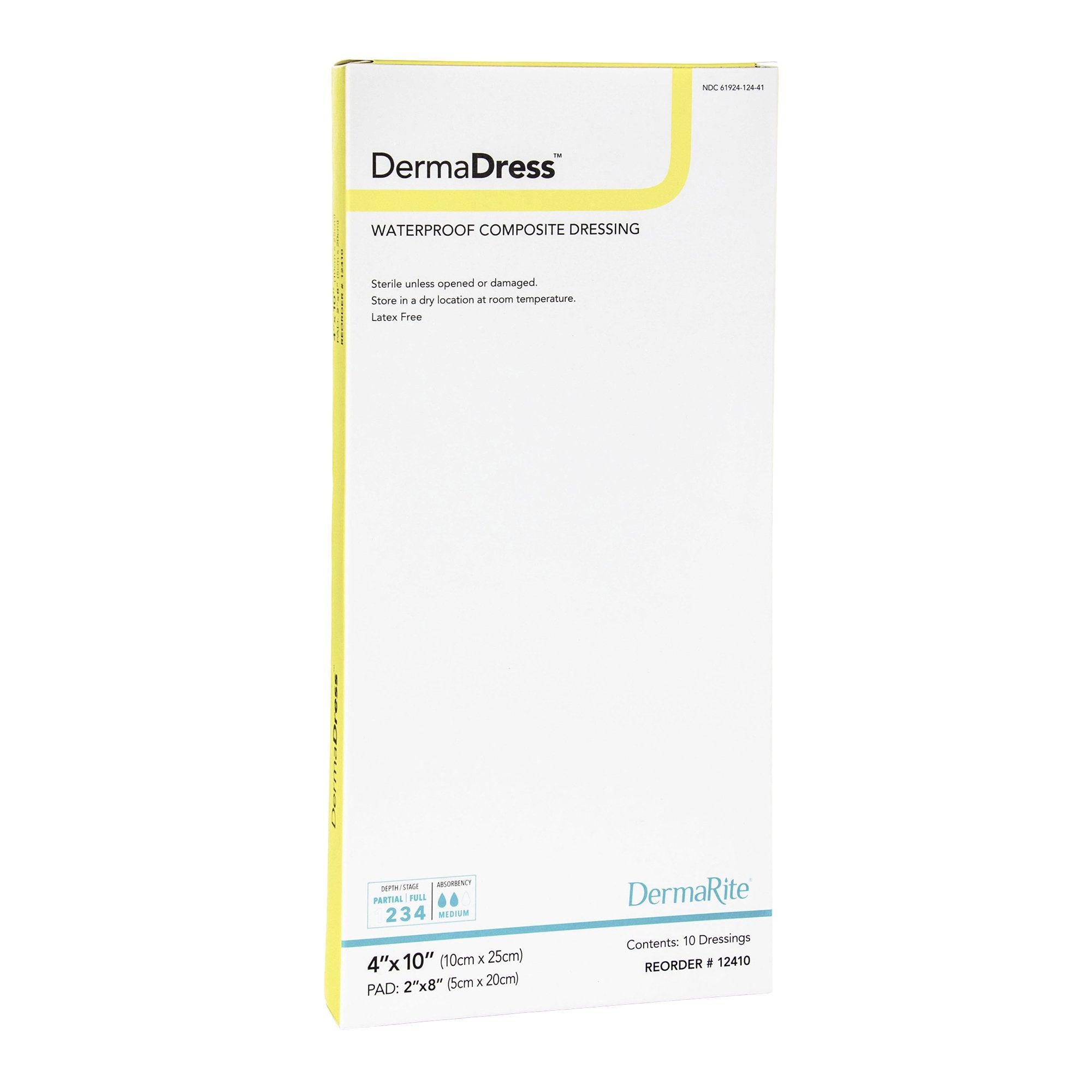 Composite Dressing DermaDress™ 4 X 10 Inch Rectangle Sterile Waterproof Film Backing