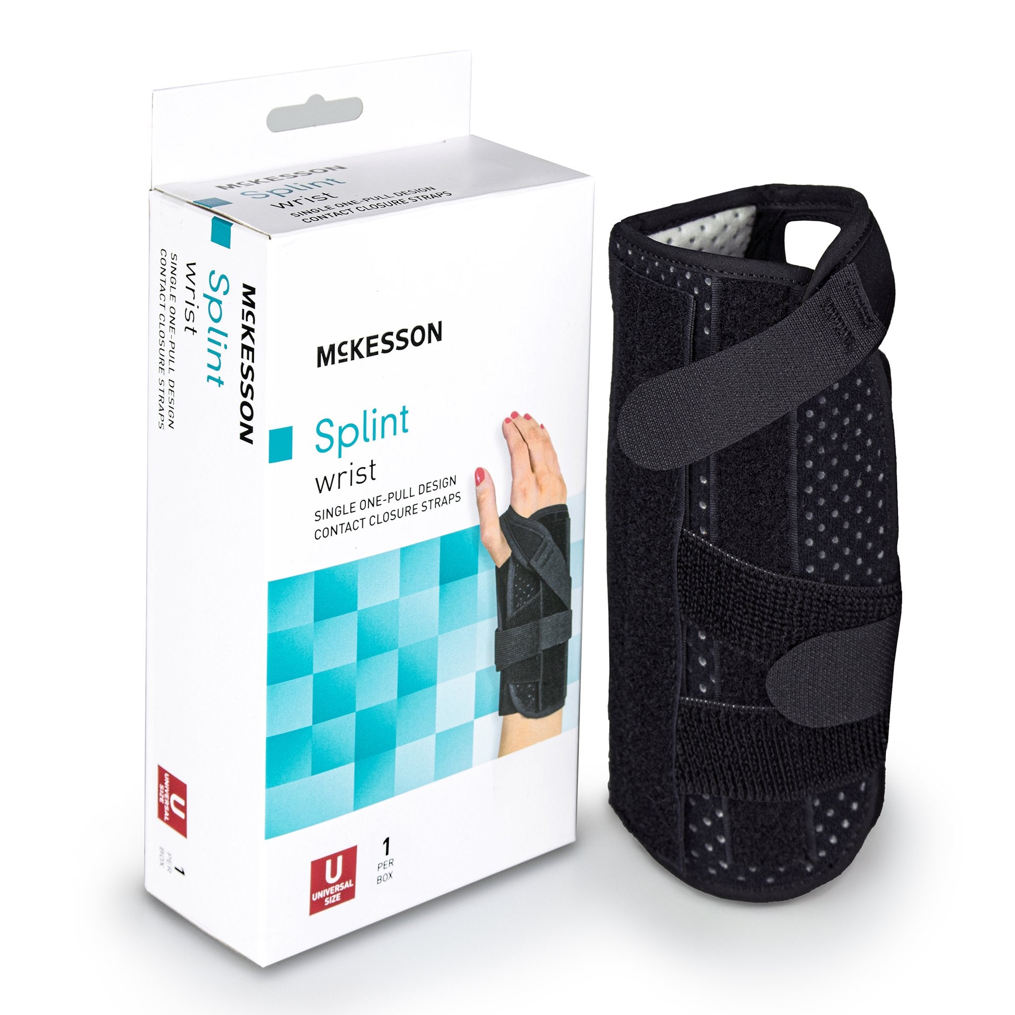 Wrist Brace McKesson Foam / Nylon Left Hand Black One Size Fits Most, Packaging Type- Each