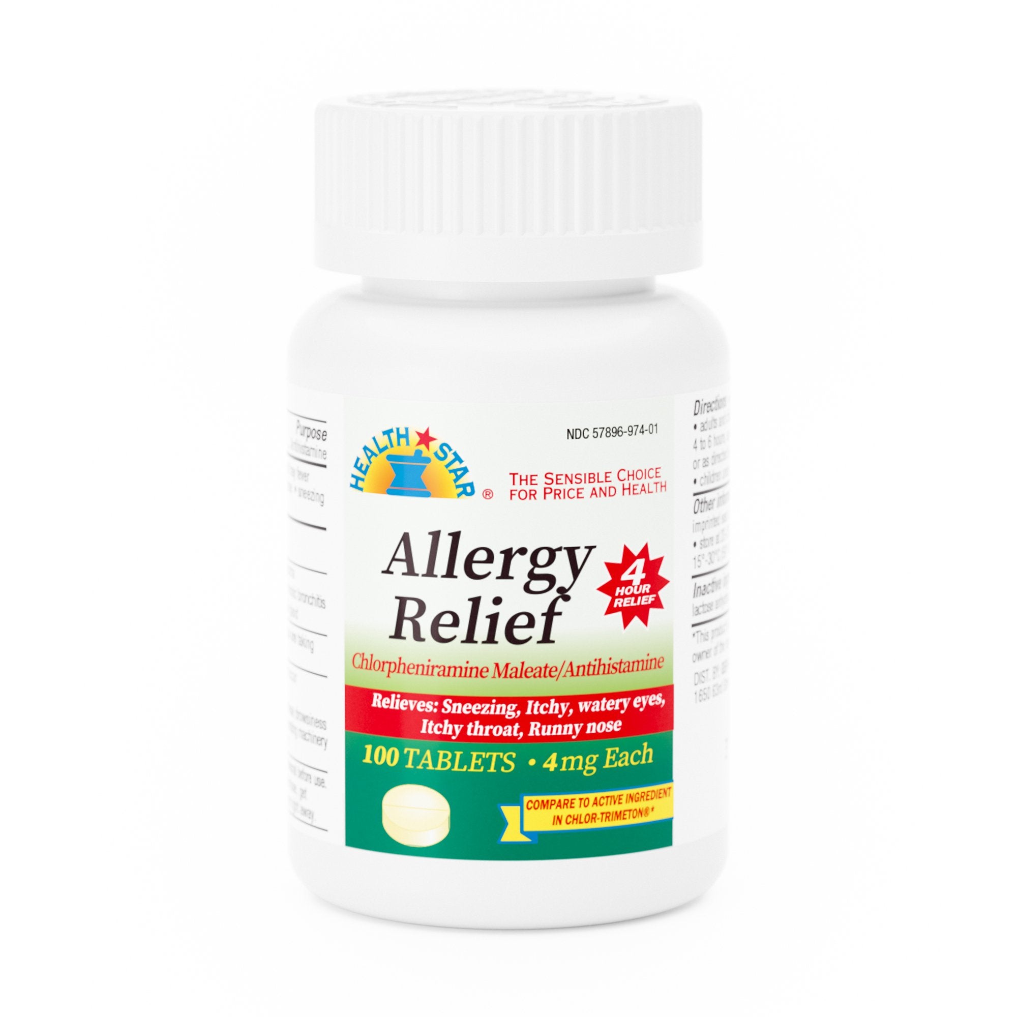 Allergy Relief McKesson Brand 4 mg Strength Tablet 100 per Bottle, Packaging Type- Case