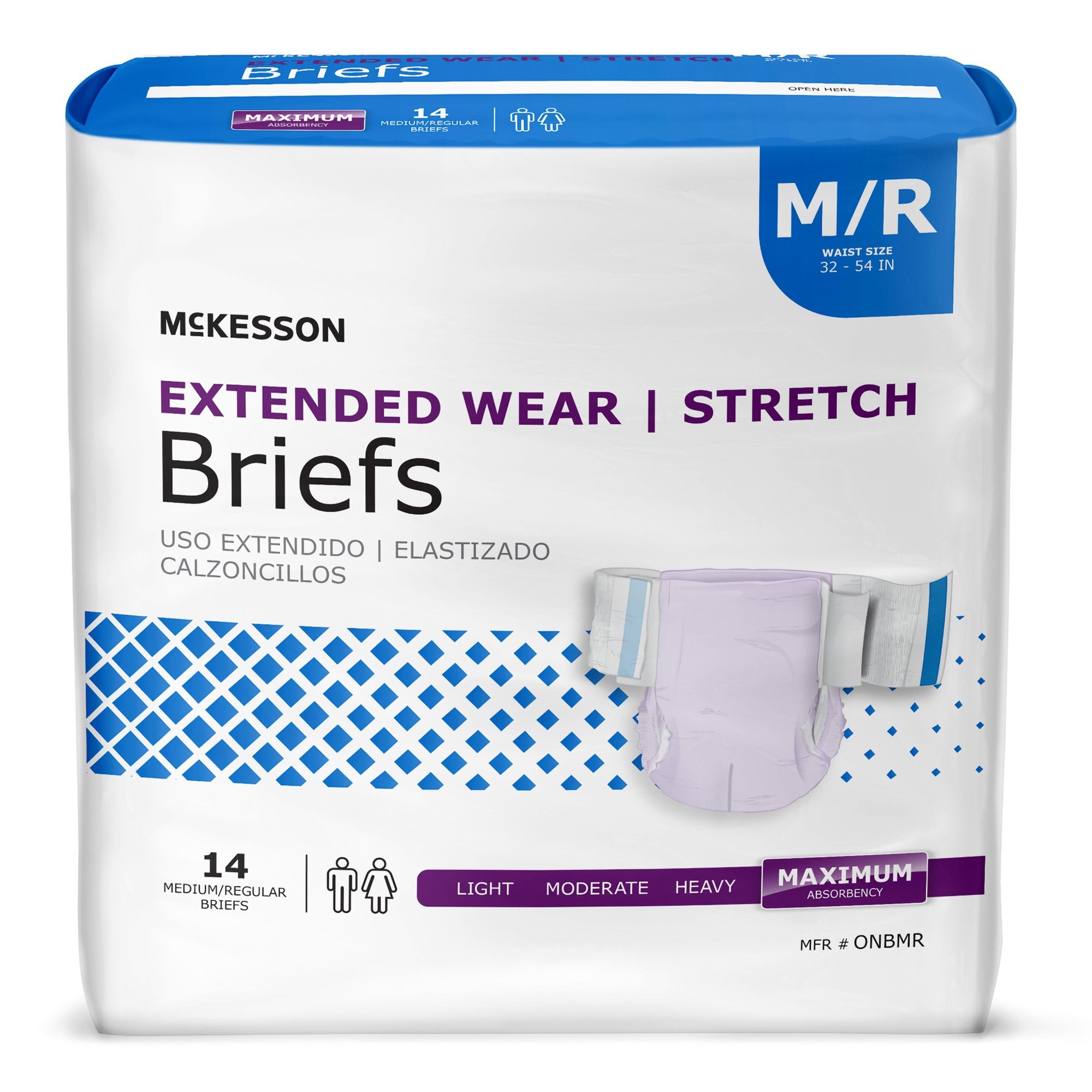 Unisex Adult Incontinence Brief McKesson Extended Wear Medium Disposable Heavy Absorbency, Packaging Type- Case