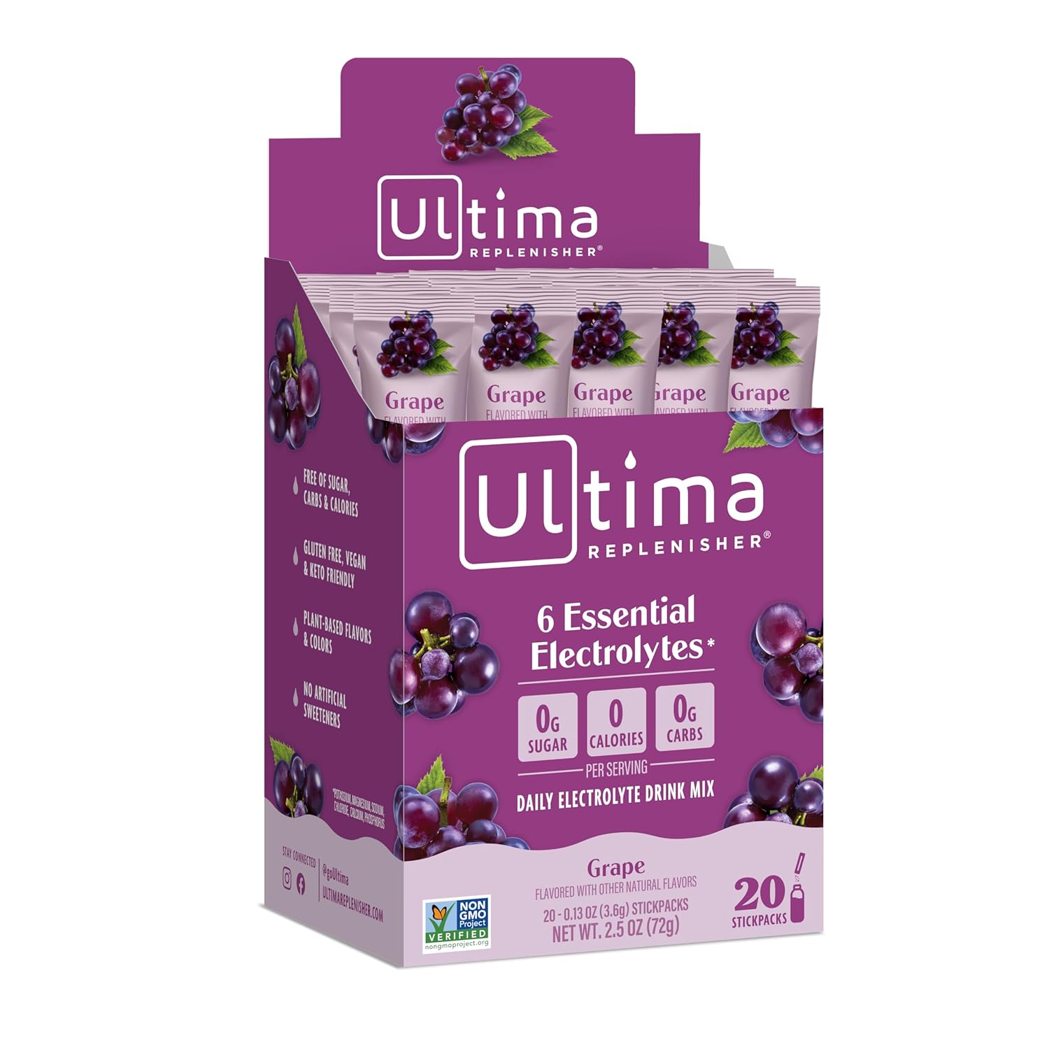 ultima replenisher electrolyte powder grape case of 20 0 12 oz